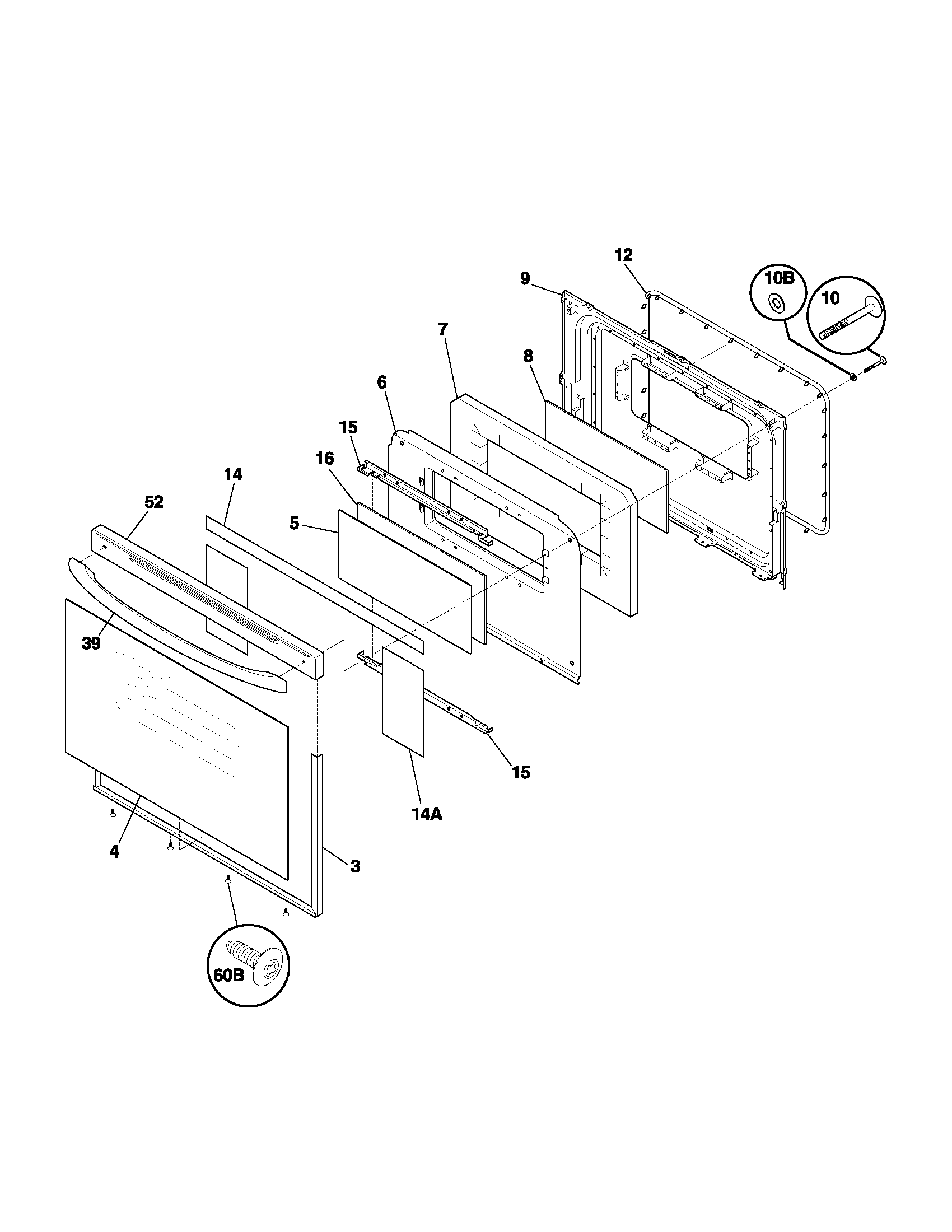 Frigidaire FGF355ASA door diagram