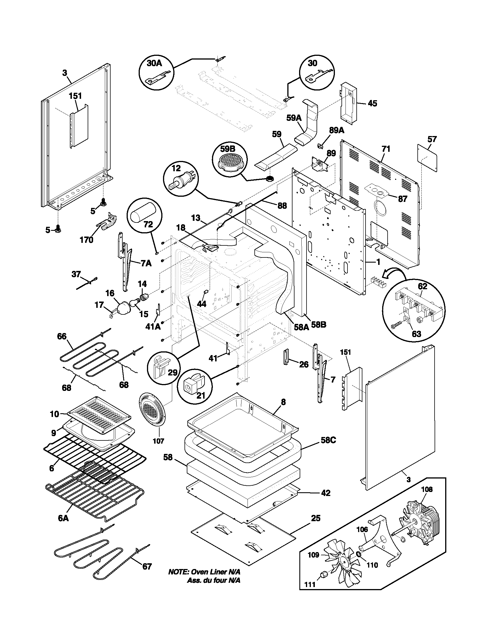 Frigidaire GLEF376AQD body diagram