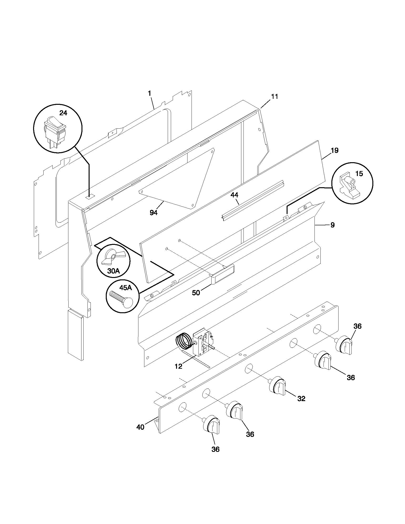 Universal/Multiflex (Frigidaire) MGF316WGSJ backguard diagram
