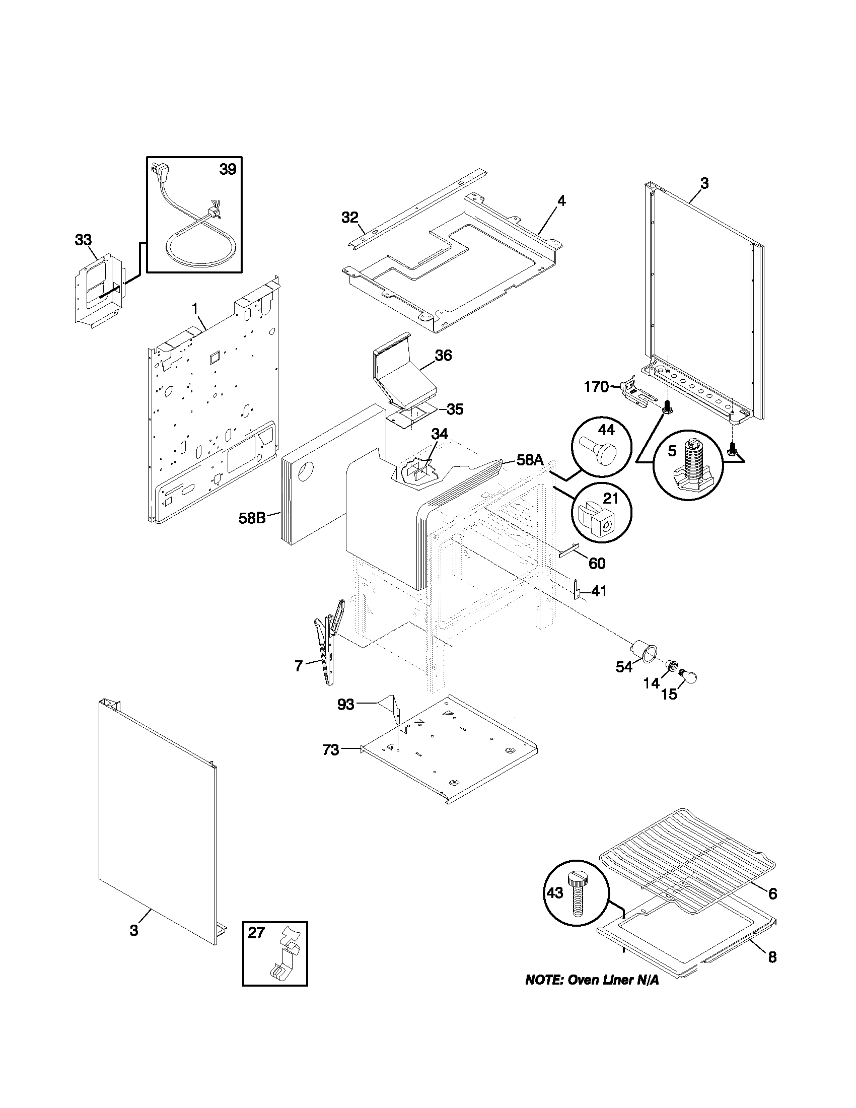 Universal/Multiflex (Frigidaire) MGF316WGSJ body diagram