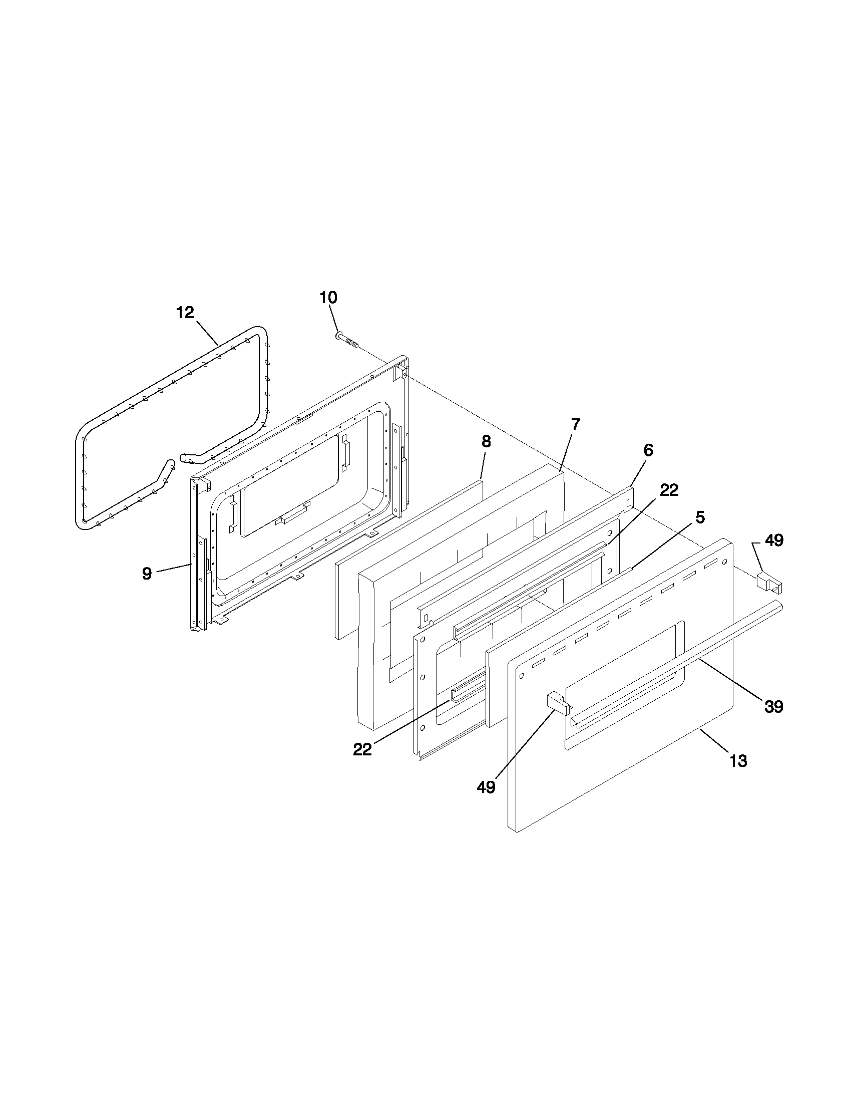 Universal/Multiflex (Frigidaire) MGF316WGSJ door diagram