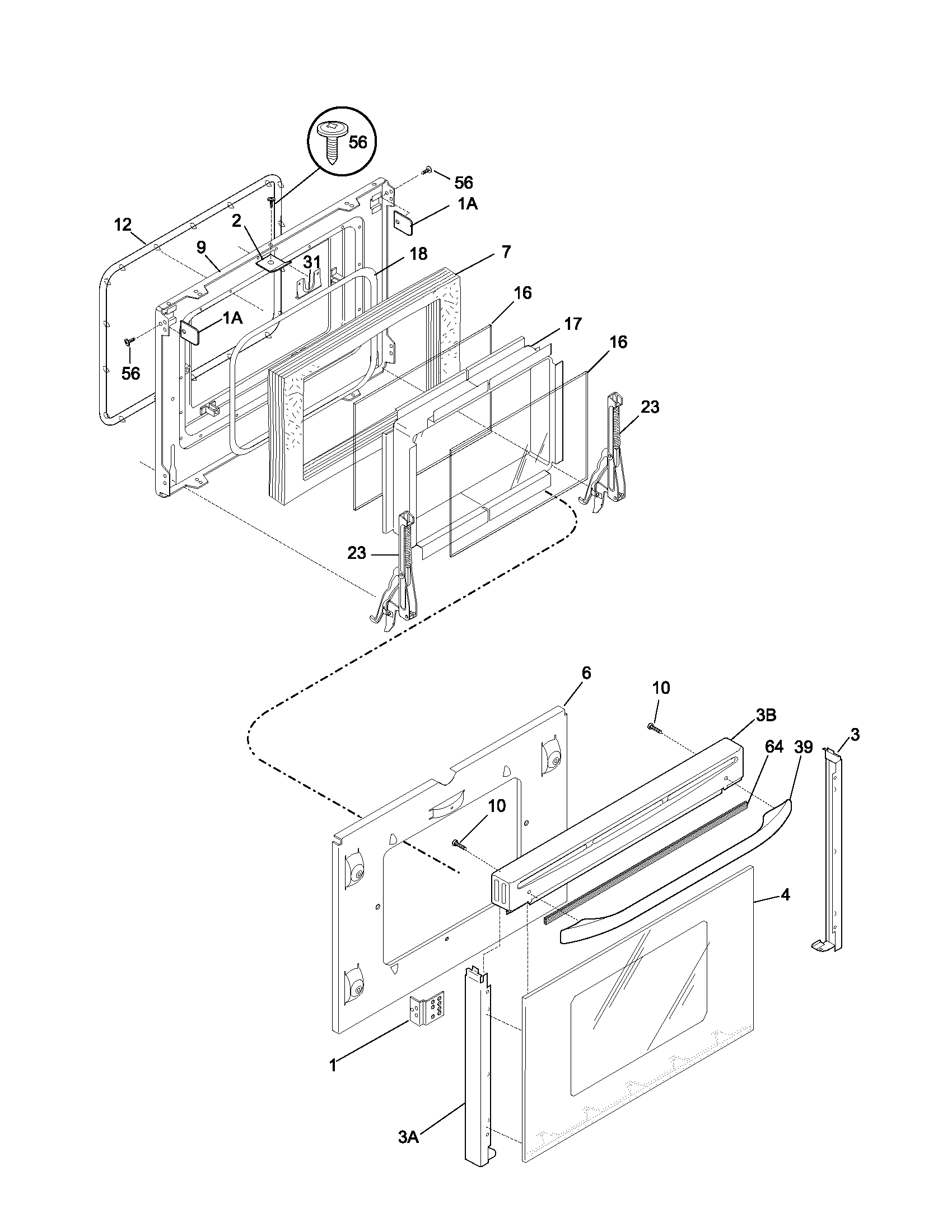 Frigidaire FES367ASB door diagram