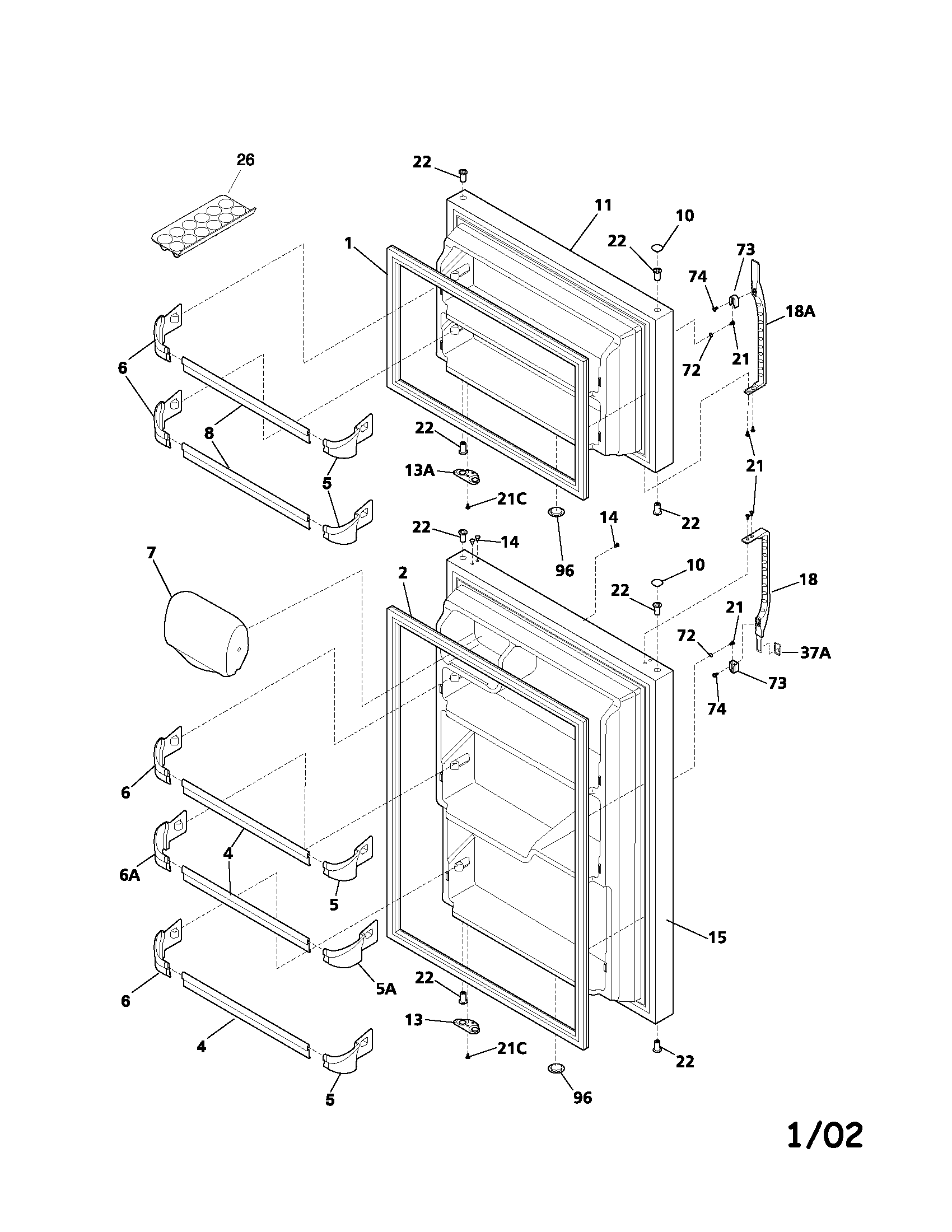 Kenmore 25371799106 doors diagram