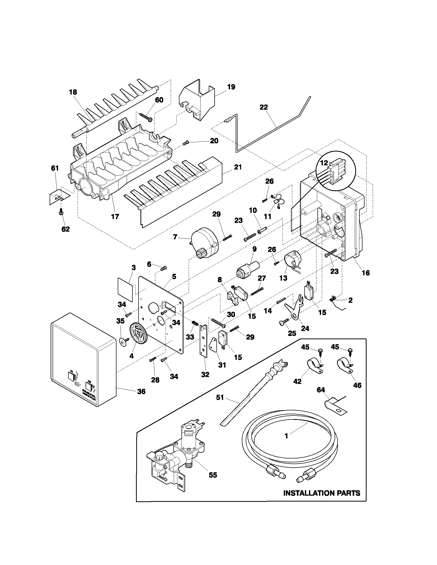 Kenmore 25371799106 ice maker diagram