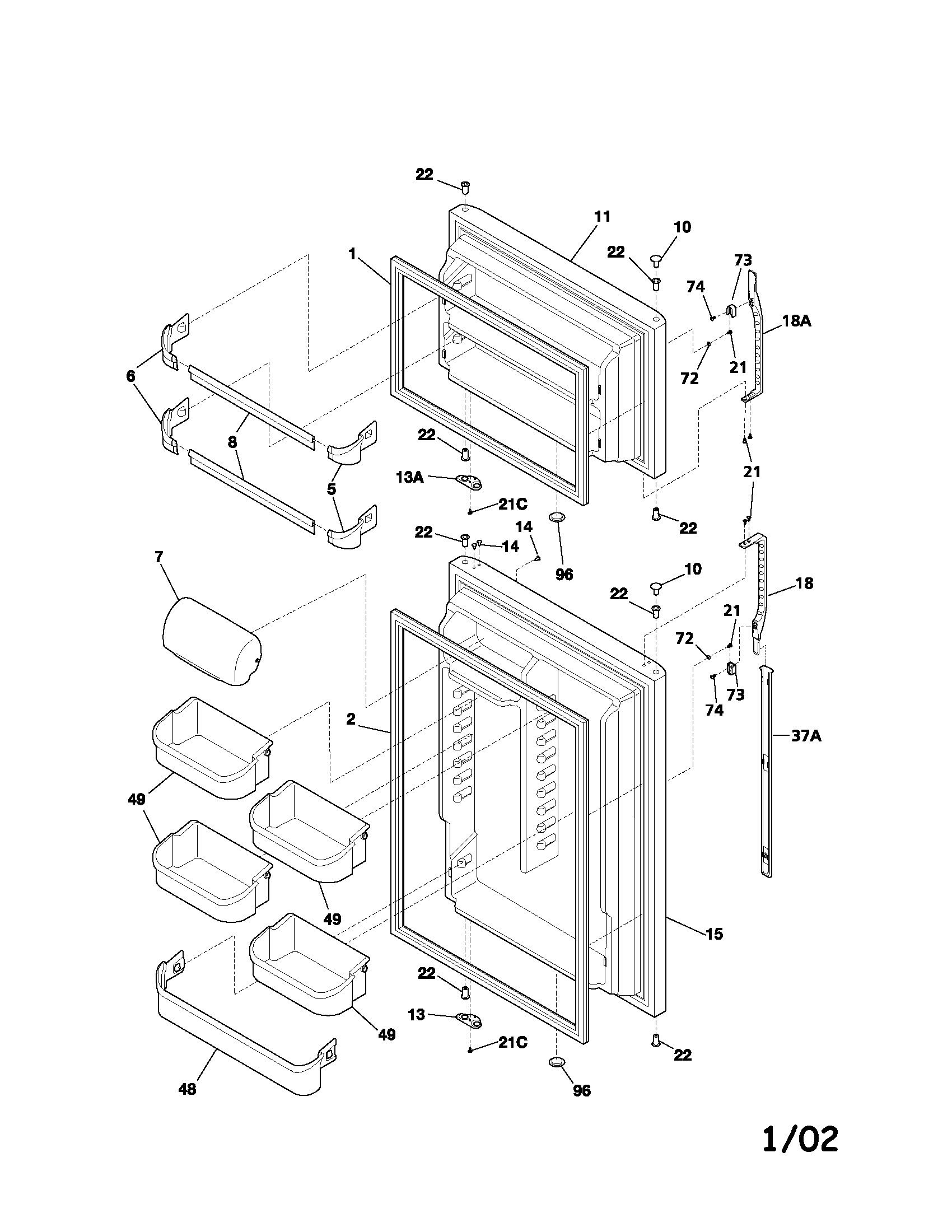 Kenmore 25371882108 door diagram