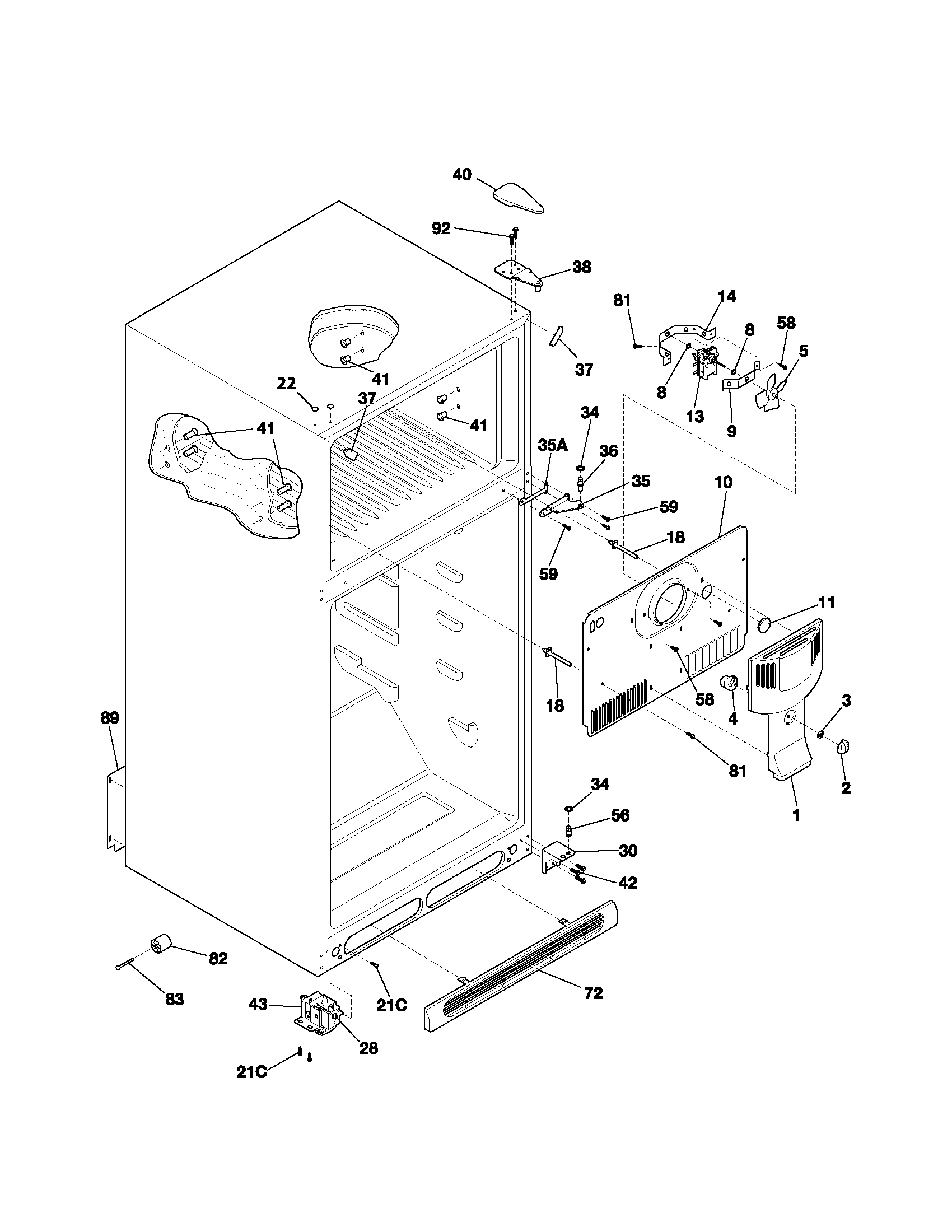Kenmore 25371882108 cabinet diagram