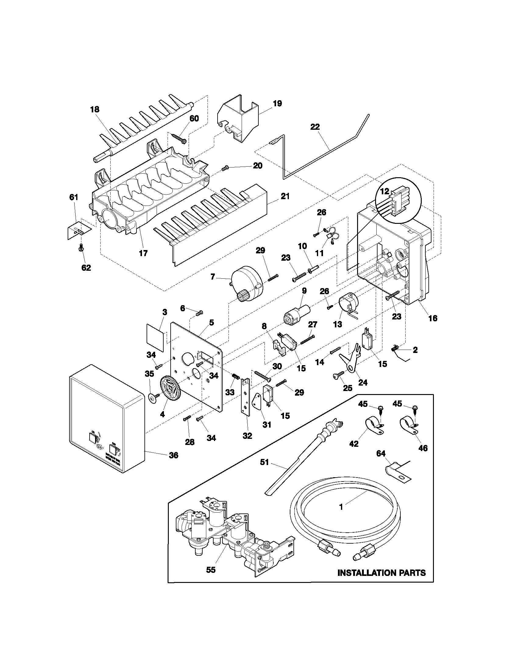 Kenmore 25351234105 ice maker diagram