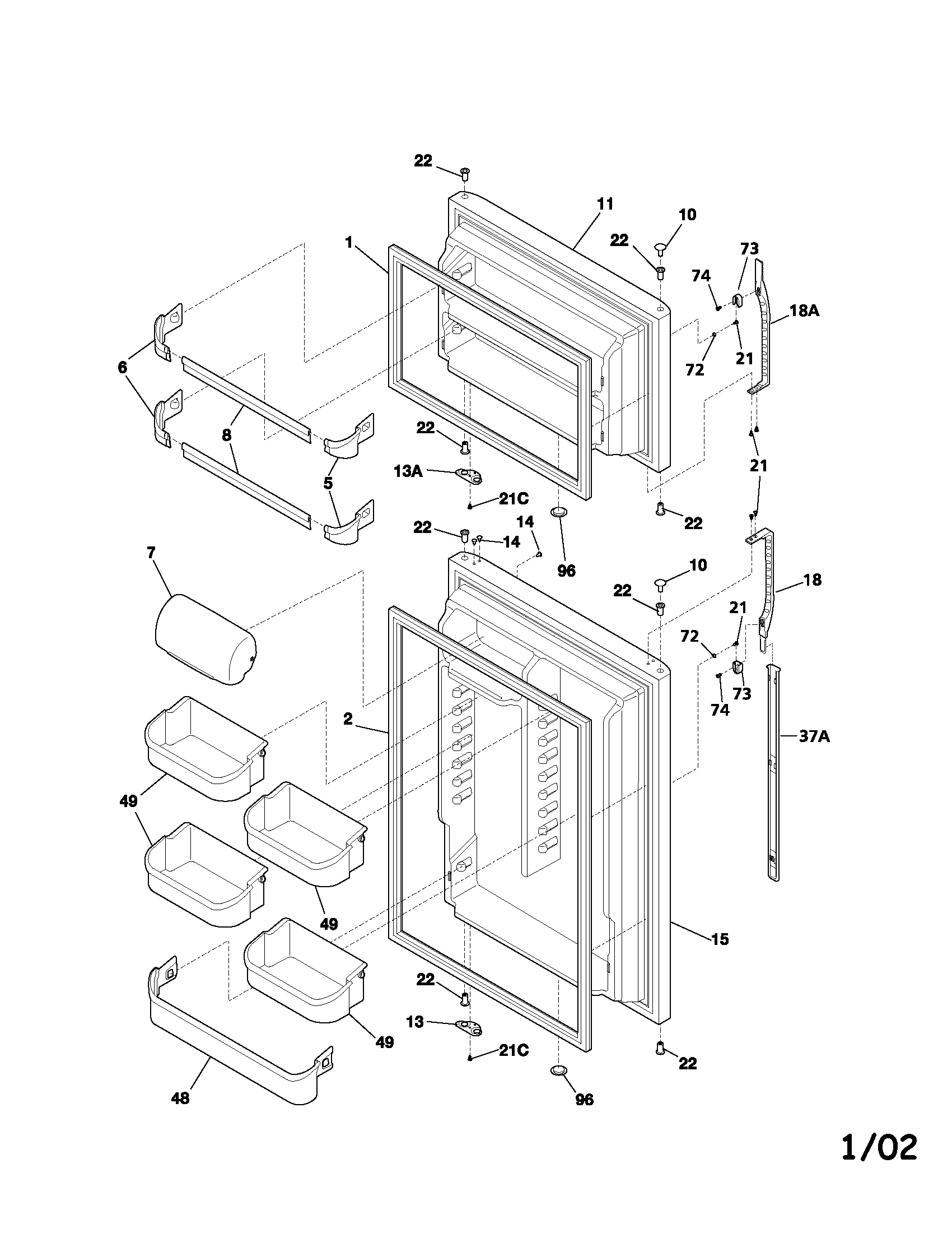 Kenmore 2536184210A door diagram