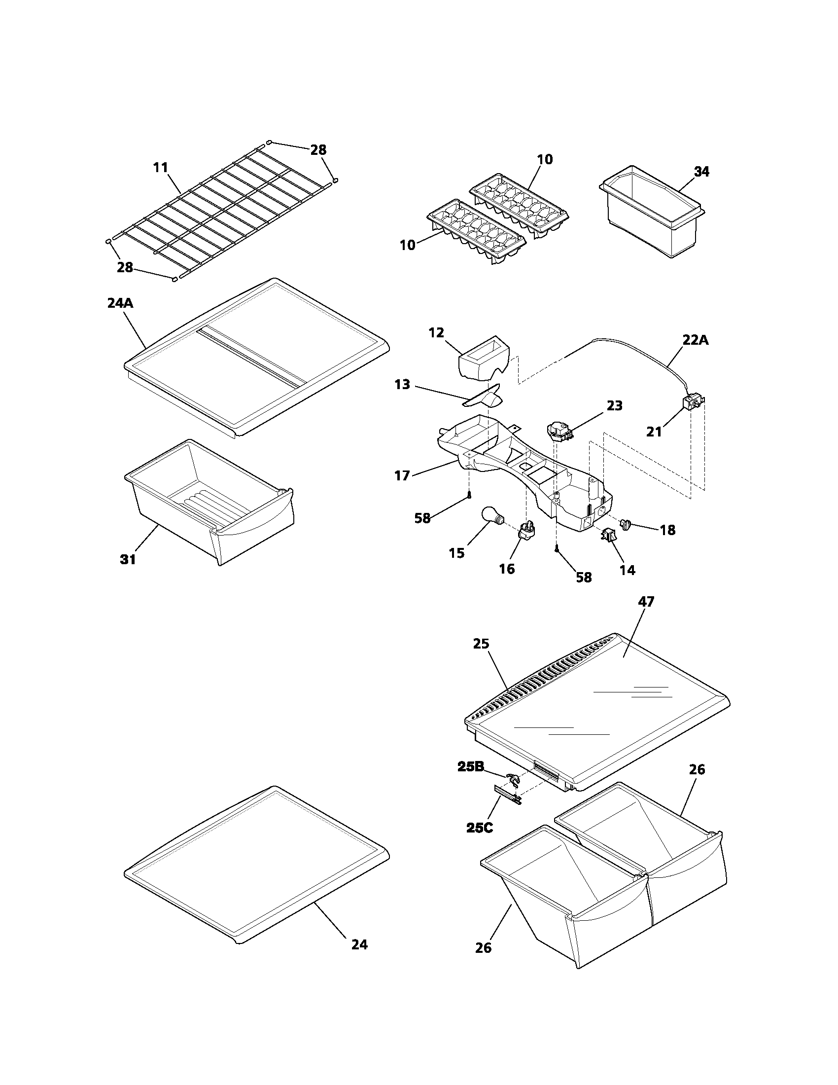Kenmore 2536184210A shelves diagram
