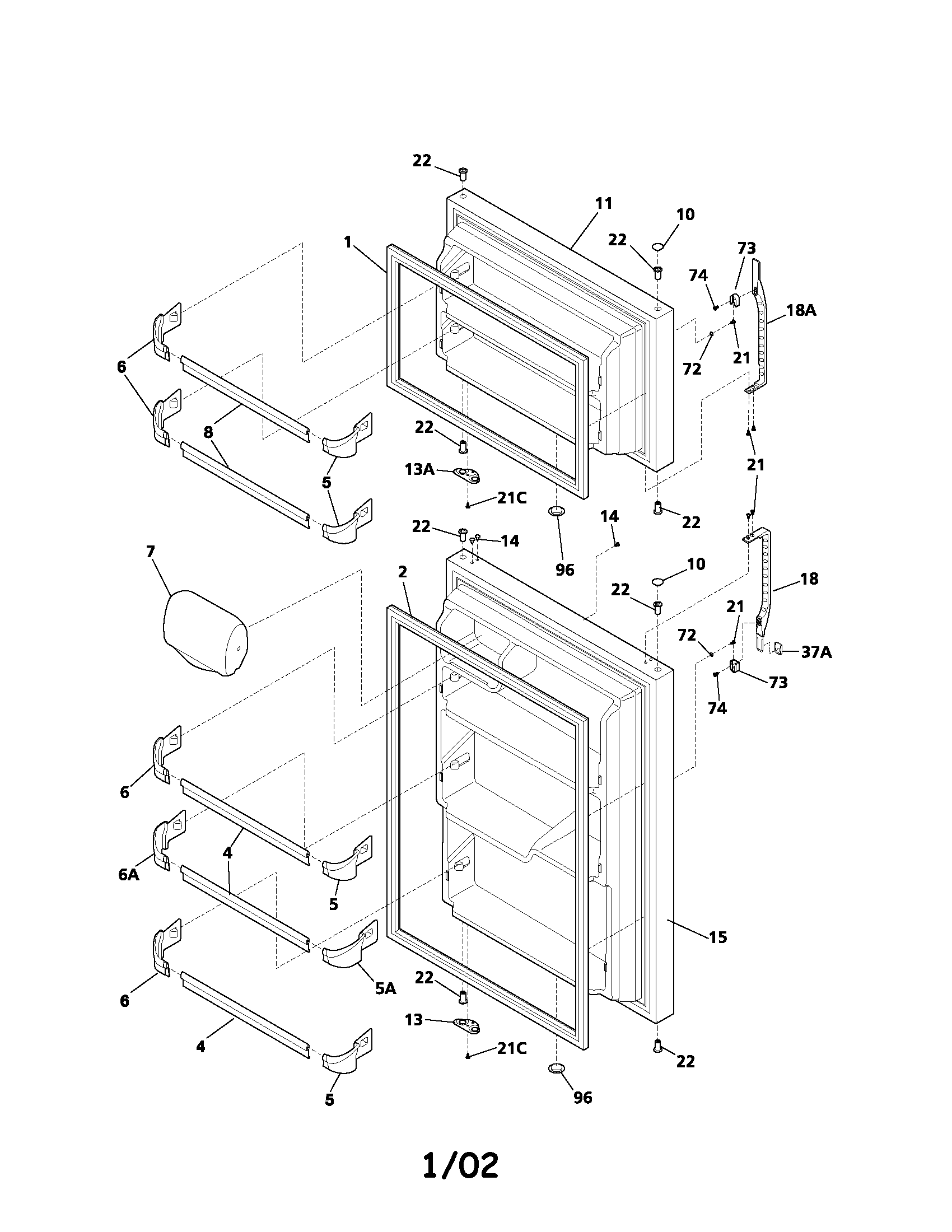 Kenmore 25371662101 door diagram