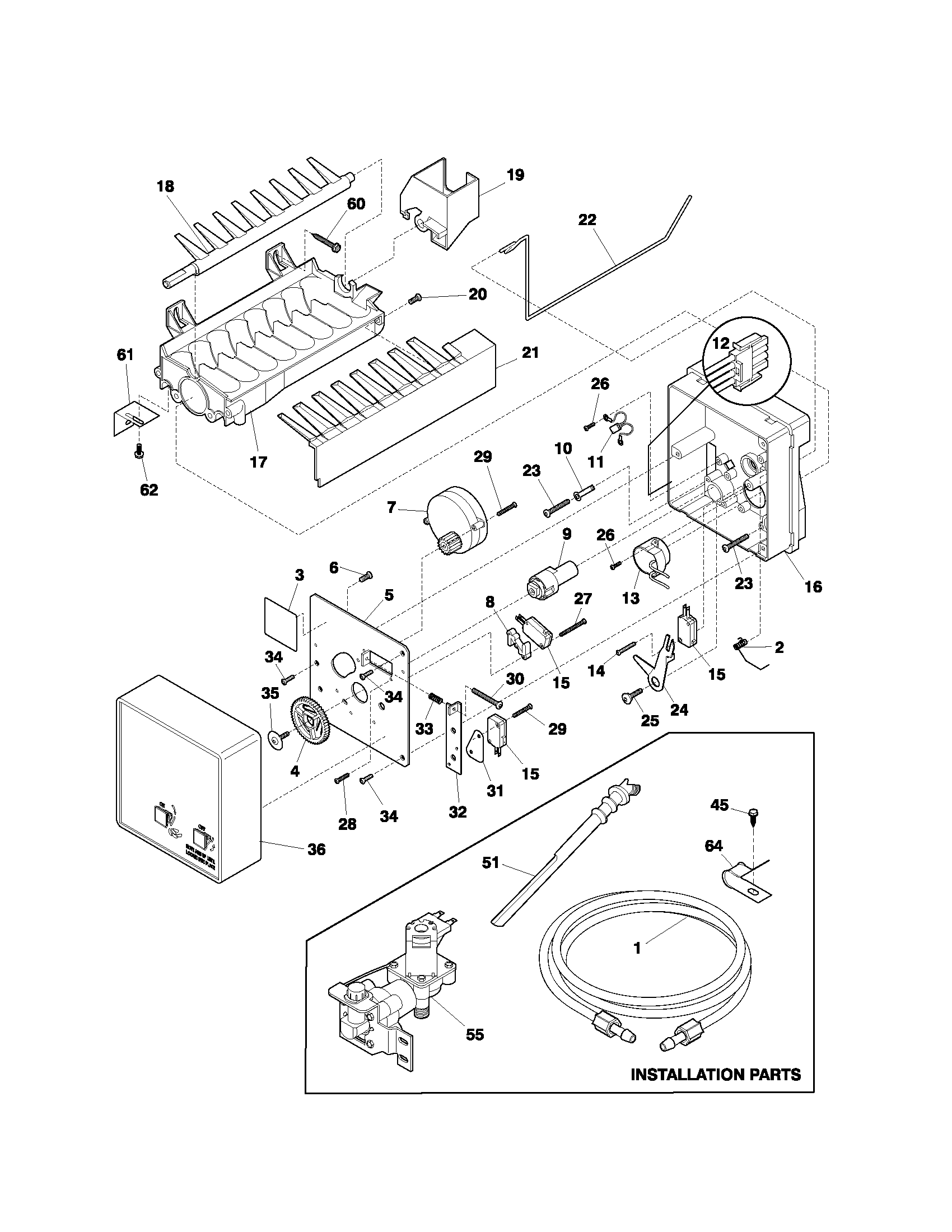 Kenmore 25371662101 ice maker diagram
