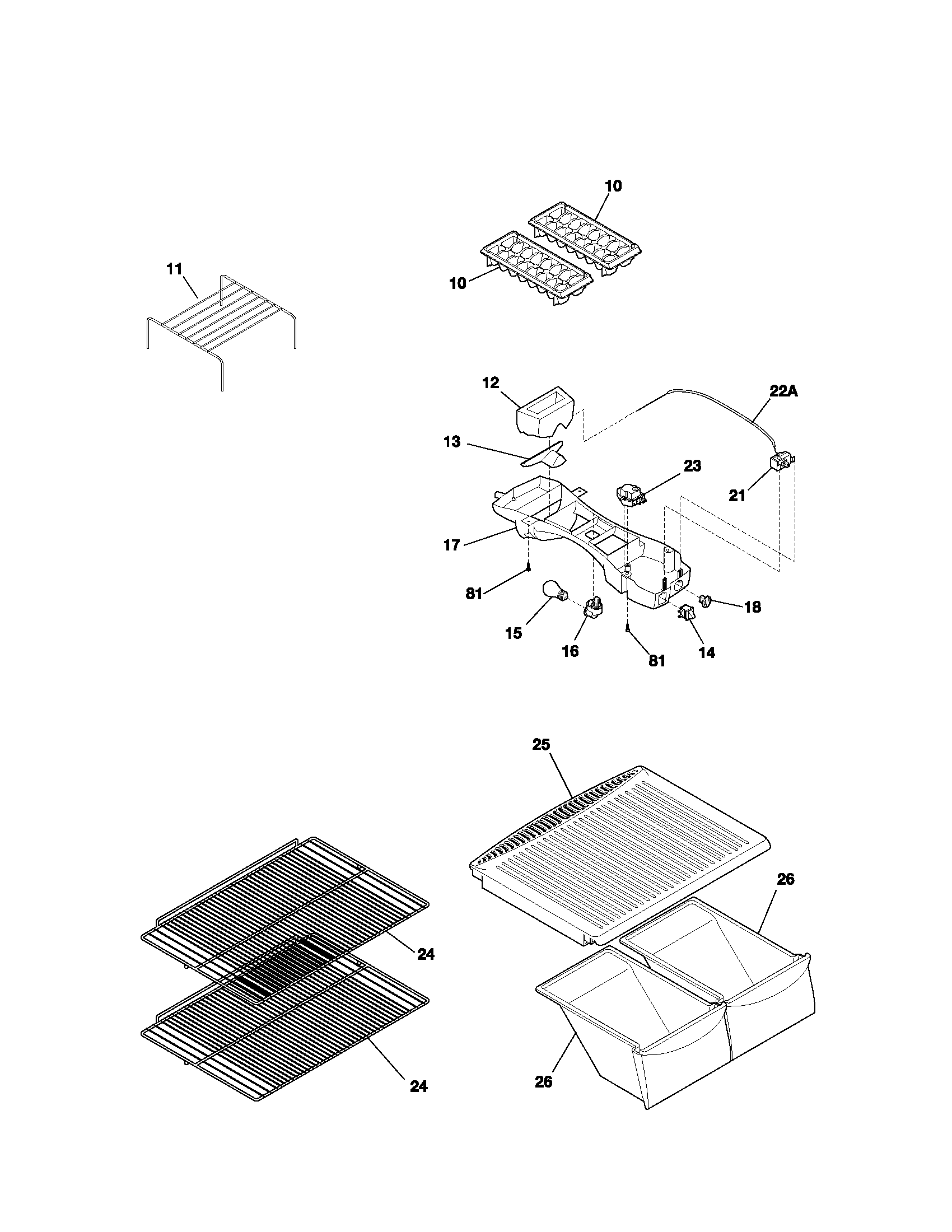 Kenmore 25331614101 shelves diagram