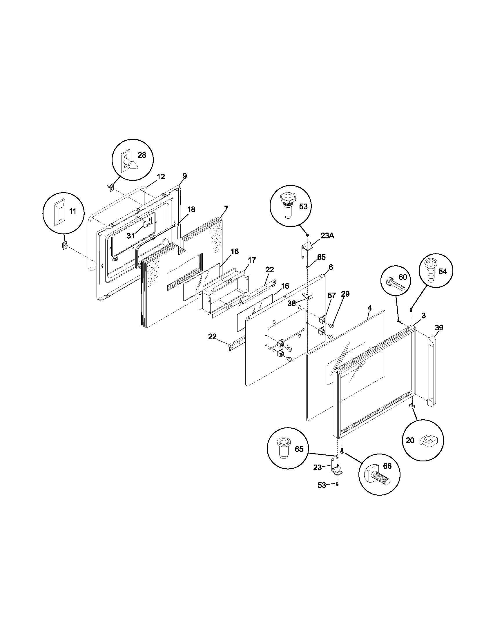 Frigidaire GLEB27S7ASA door diagram