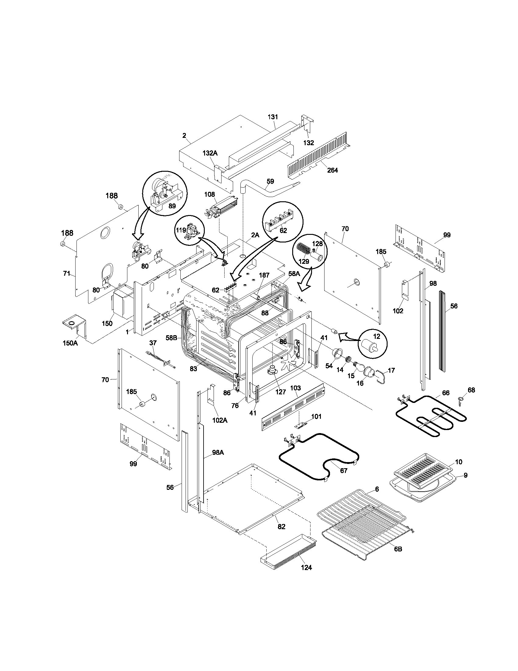 Frigidaire FEB27S5ASA body diagram
