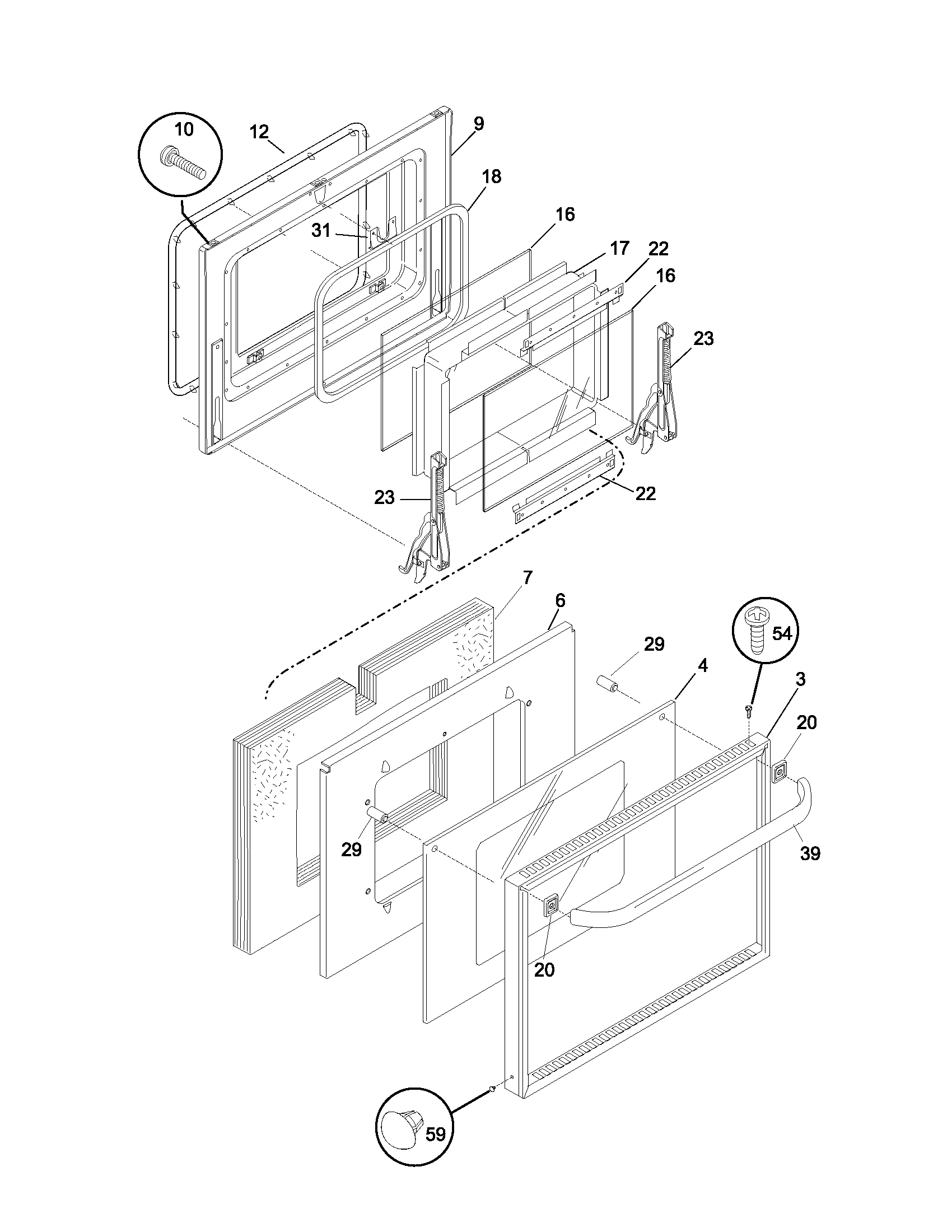 Frigidaire FEB27S5ASA door diagram