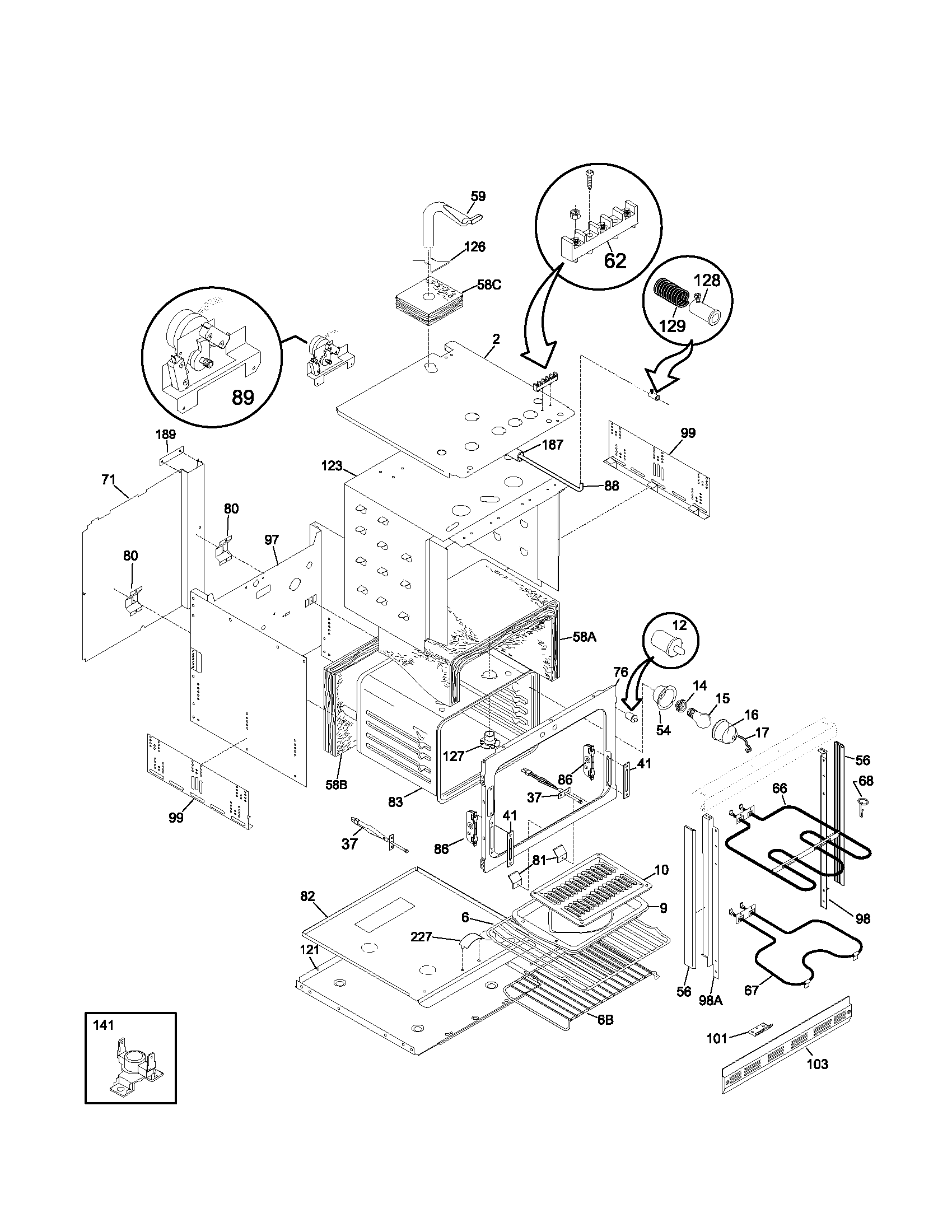 Frigidaire FEB24S5AQA body diagram