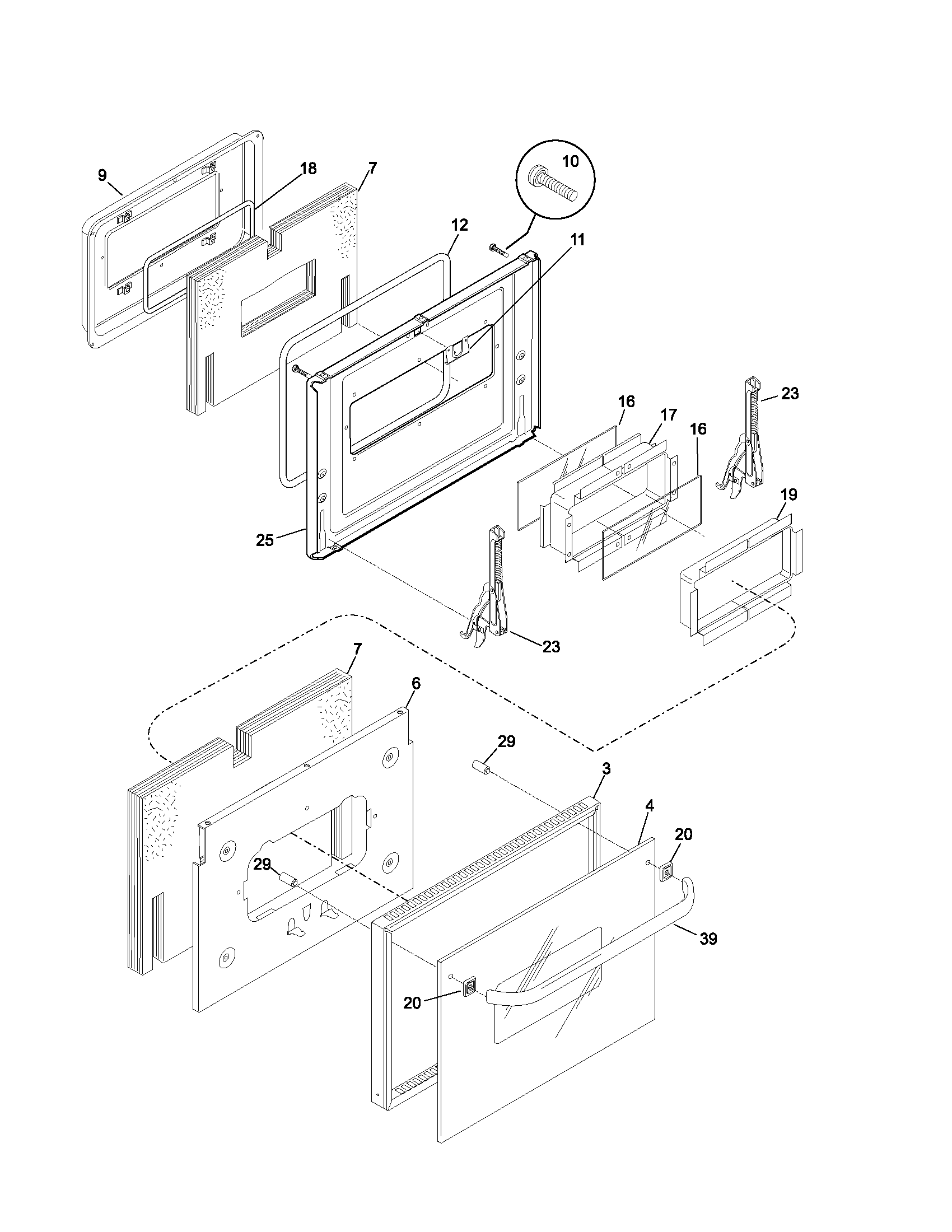Frigidaire FEB24S5AQA door diagram