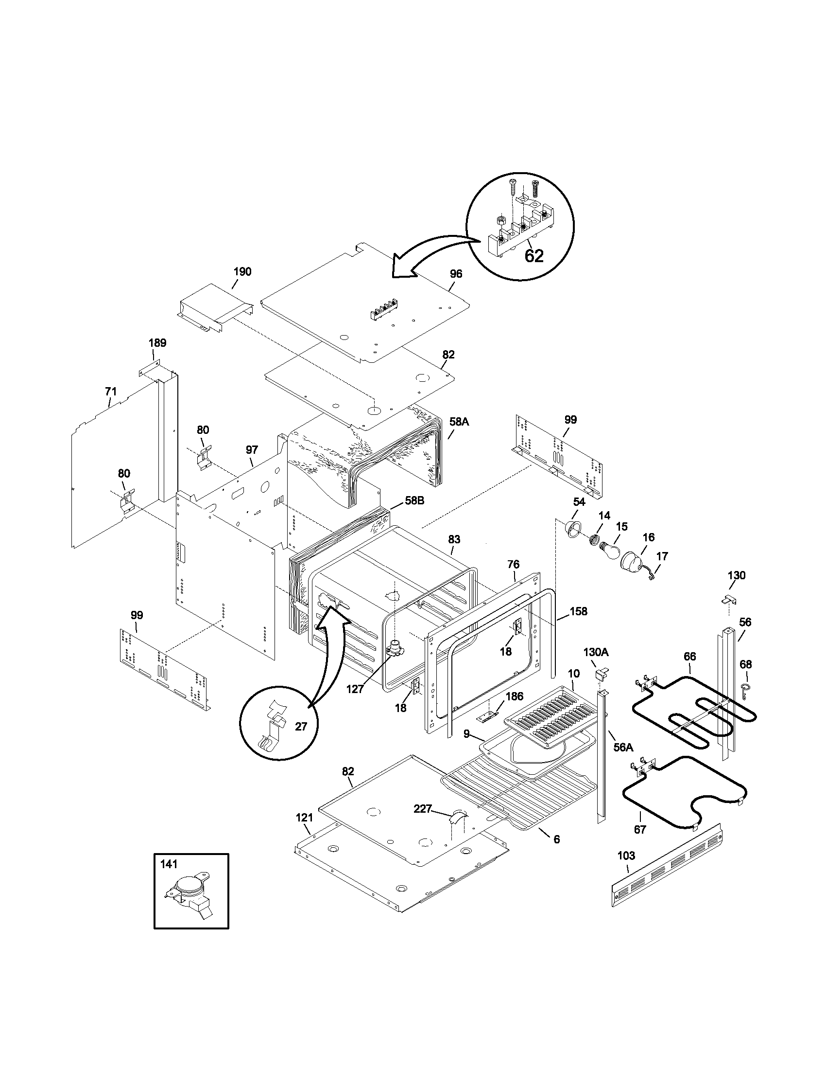 Frigidaire FEB27S2ASA body diagram