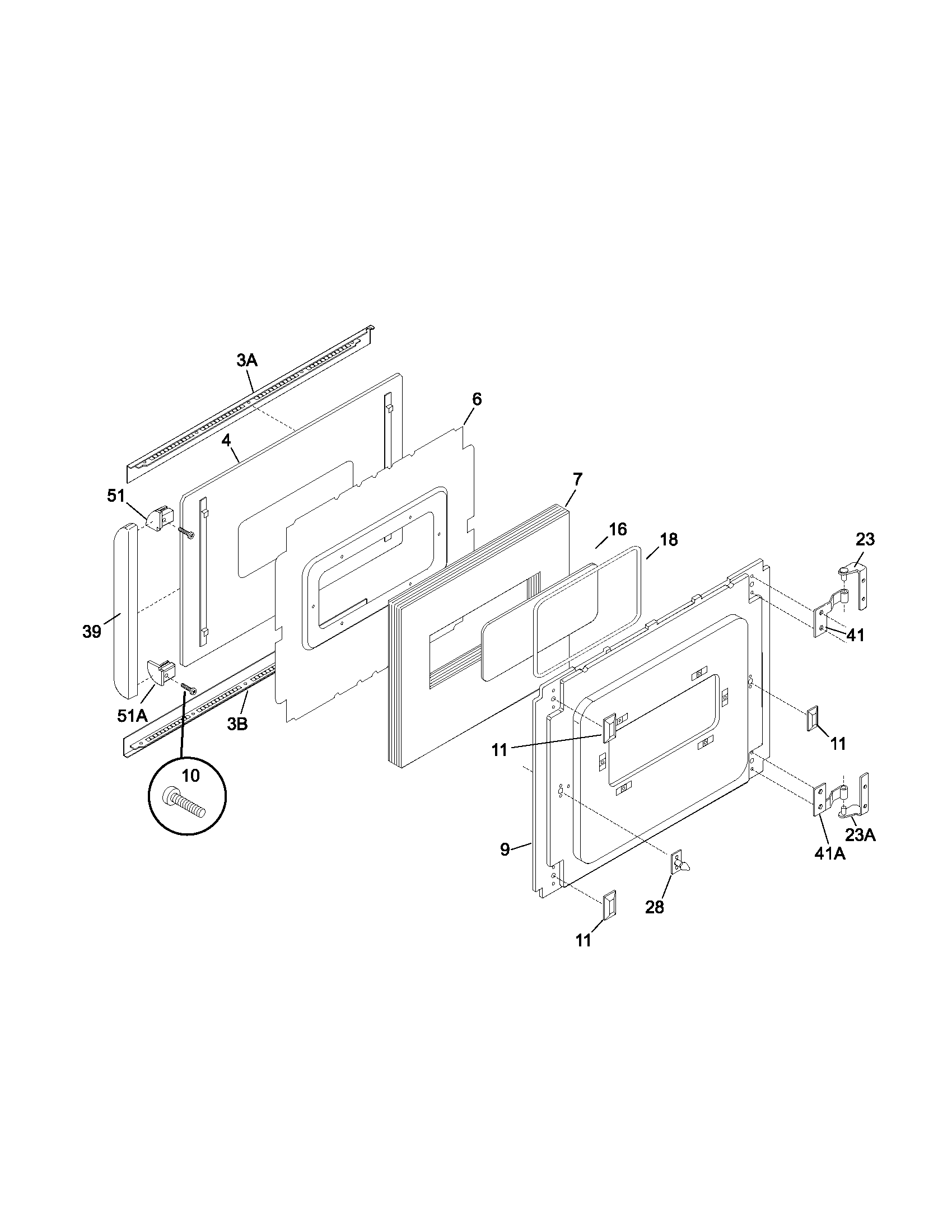 Frigidaire FEB27S2ASA door diagram