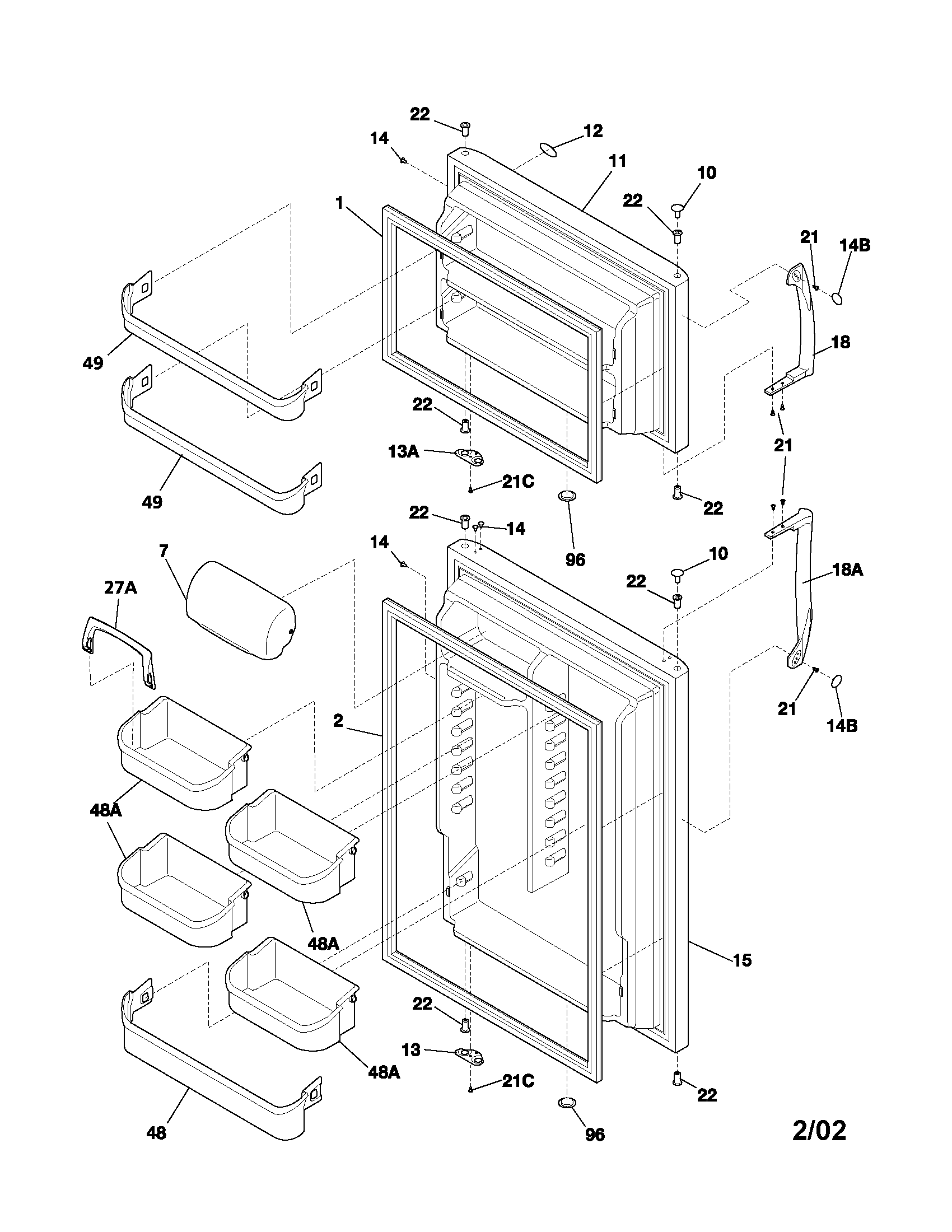 Frigidaire GLRT216TAW2 door diagram