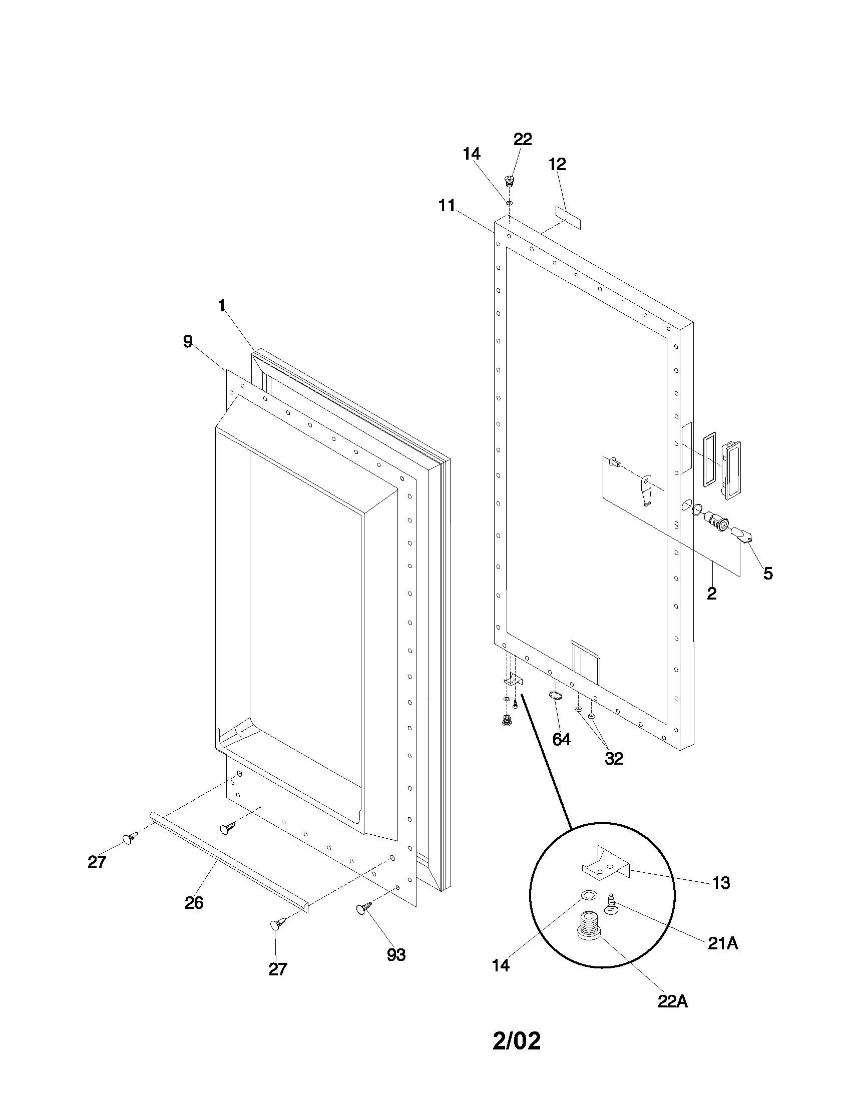 Frigidaire FFU09K0AW0 door diagram