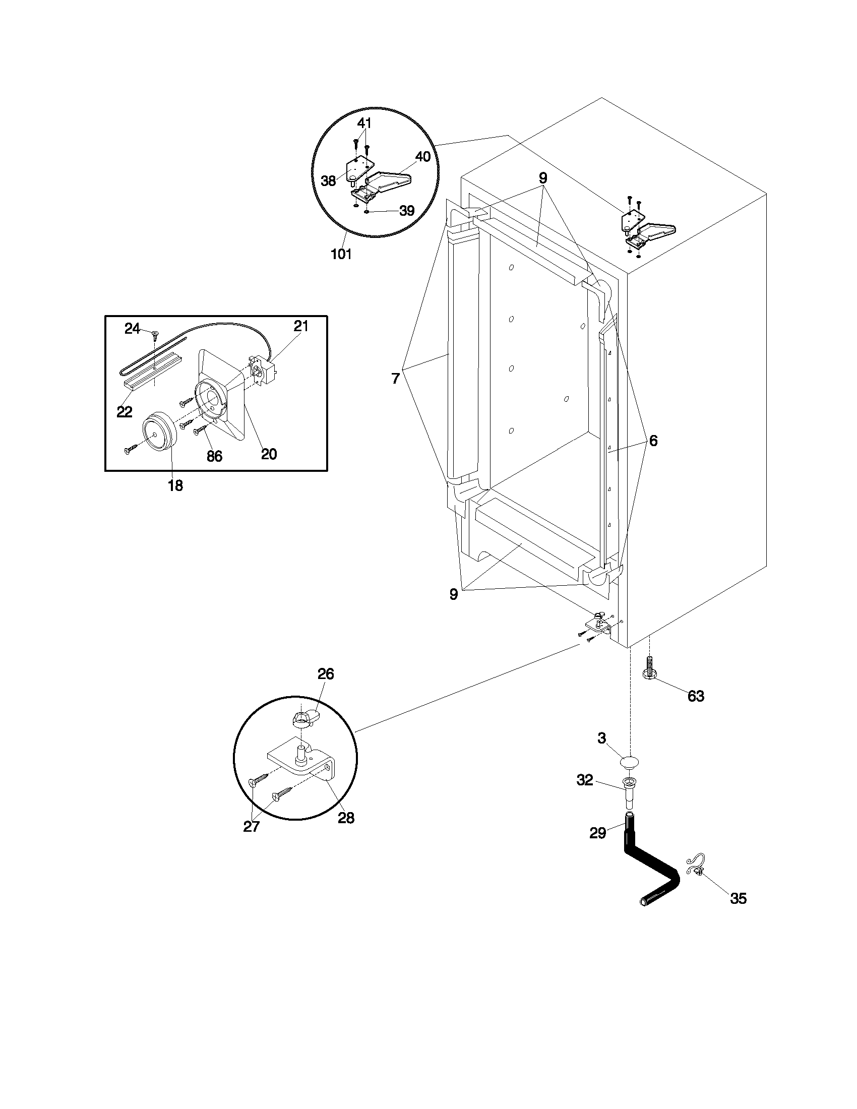 Frigidaire FFU09K0AW0 cabinet diagram