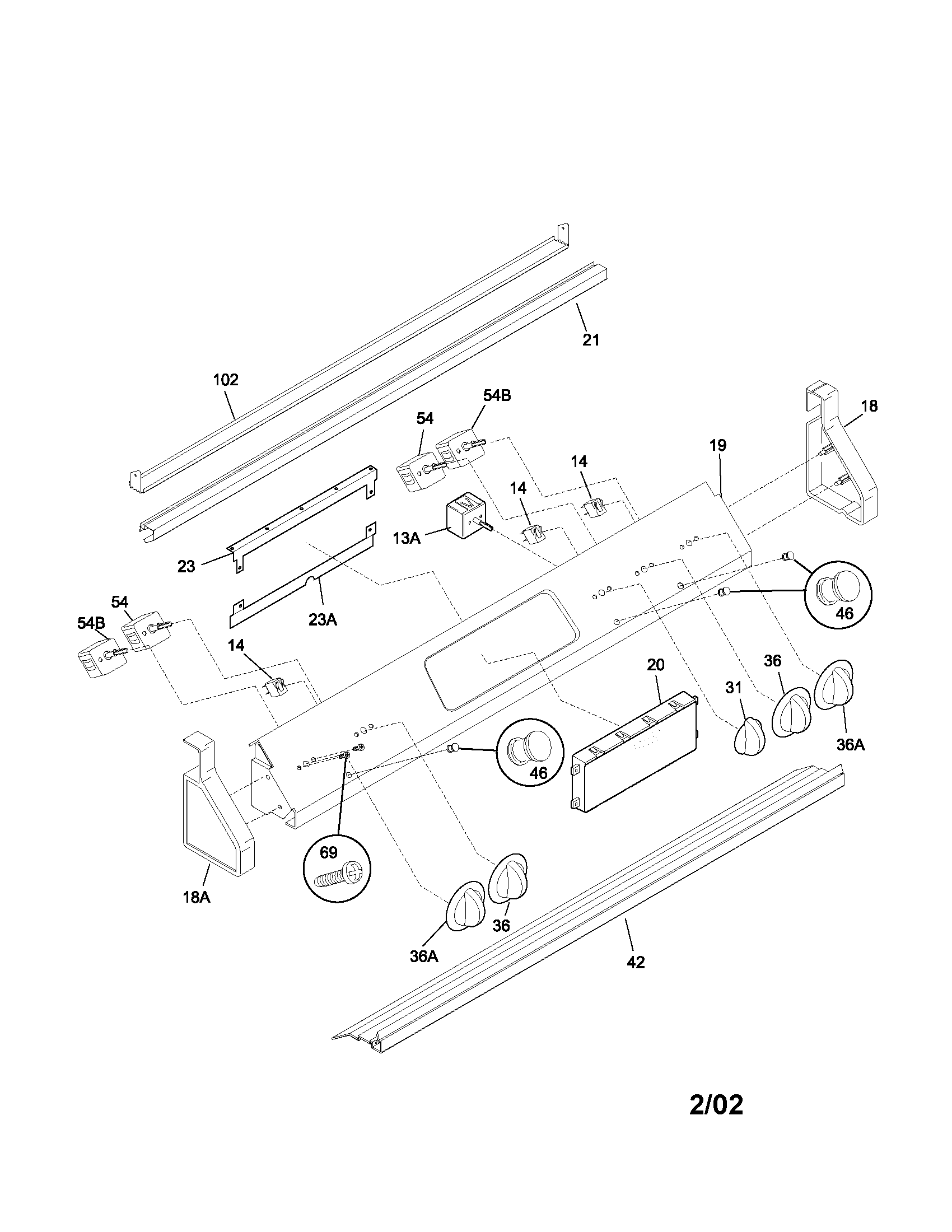 Frigidaire GLED388ASA backguard diagram