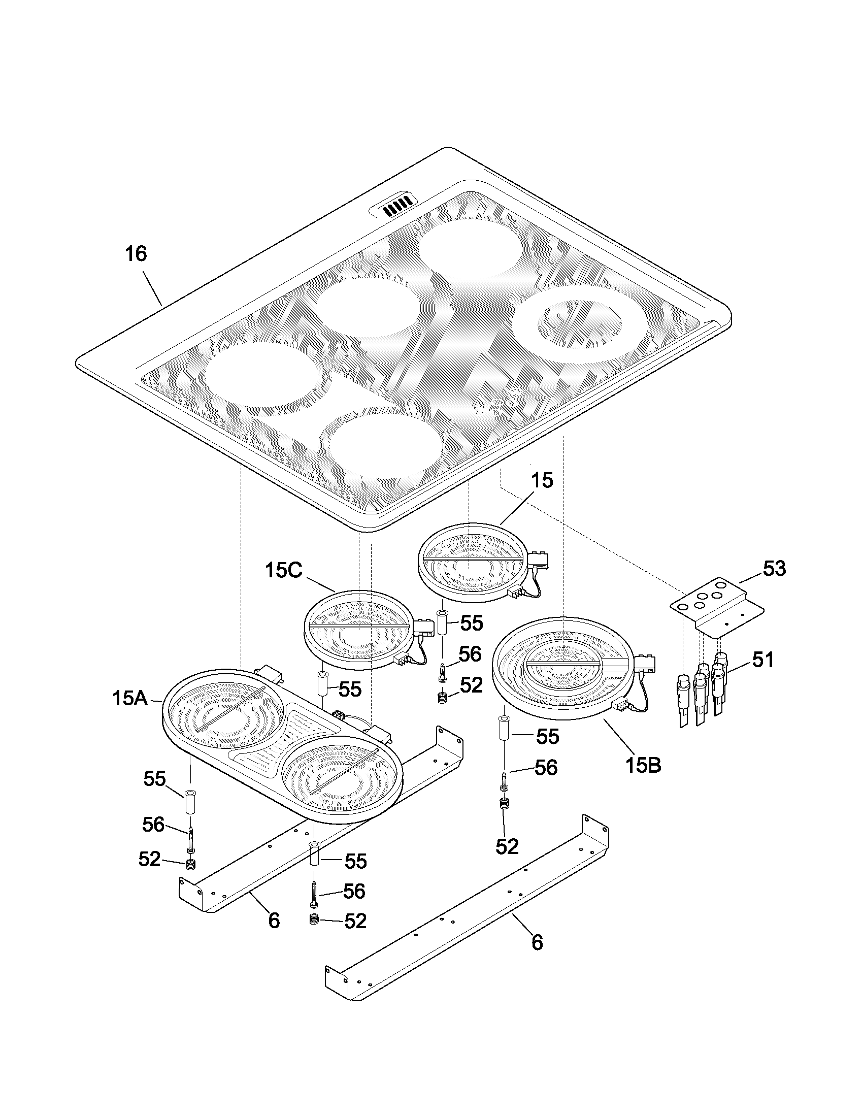 Frigidaire GLED388ASA cooktop diagram