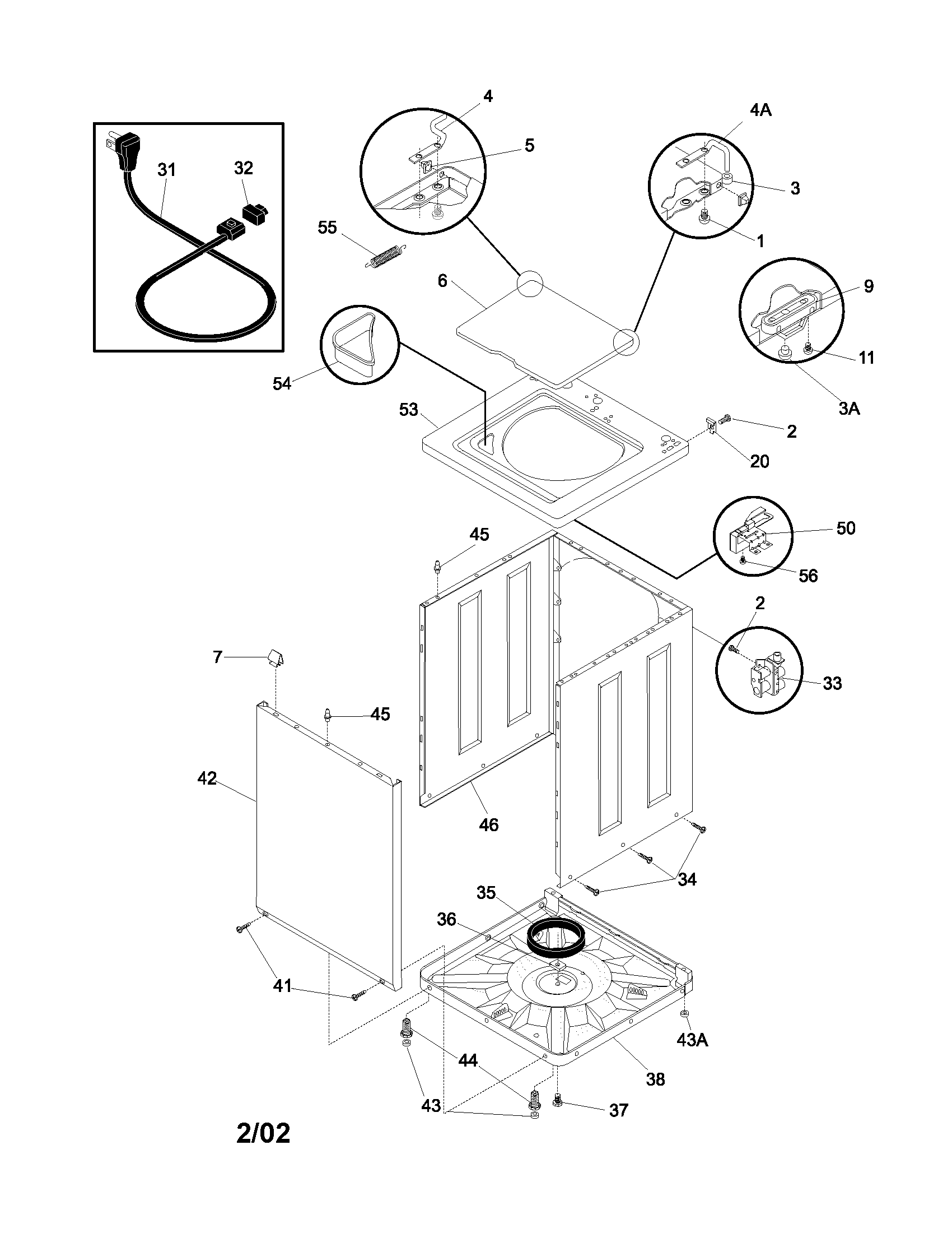 Frigidaire FWX833SAS0 wshr cab,top diagram
