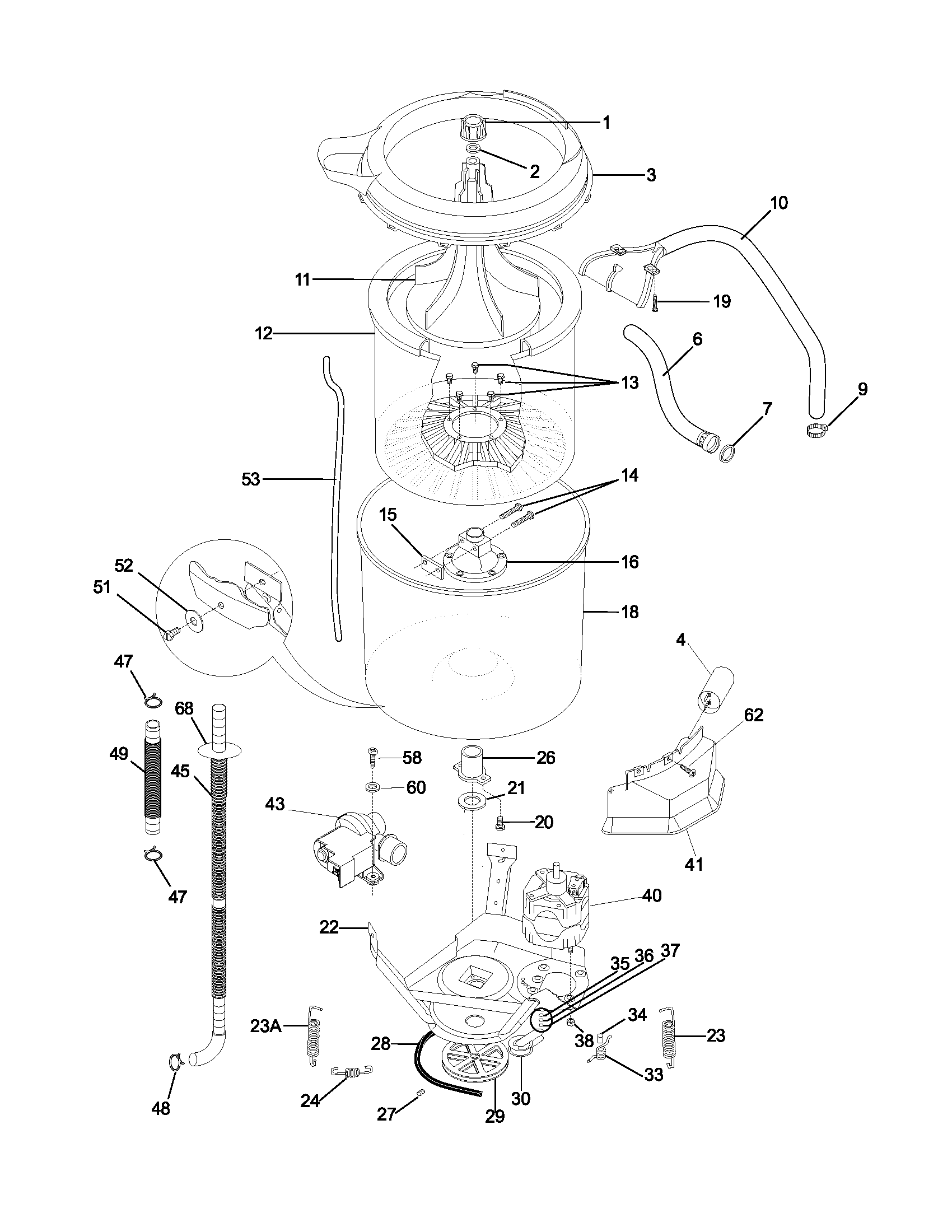 Frigidaire FWX833SAS0 wshr mtr,hose diagram