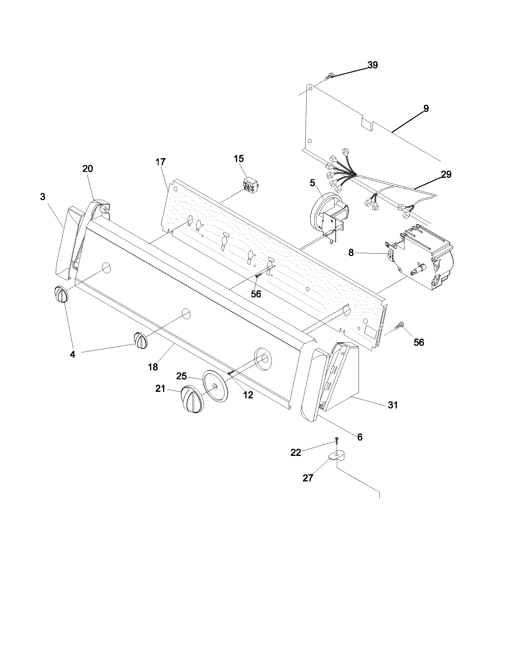 Frigidaire FWX833SAS0 control panel diagram