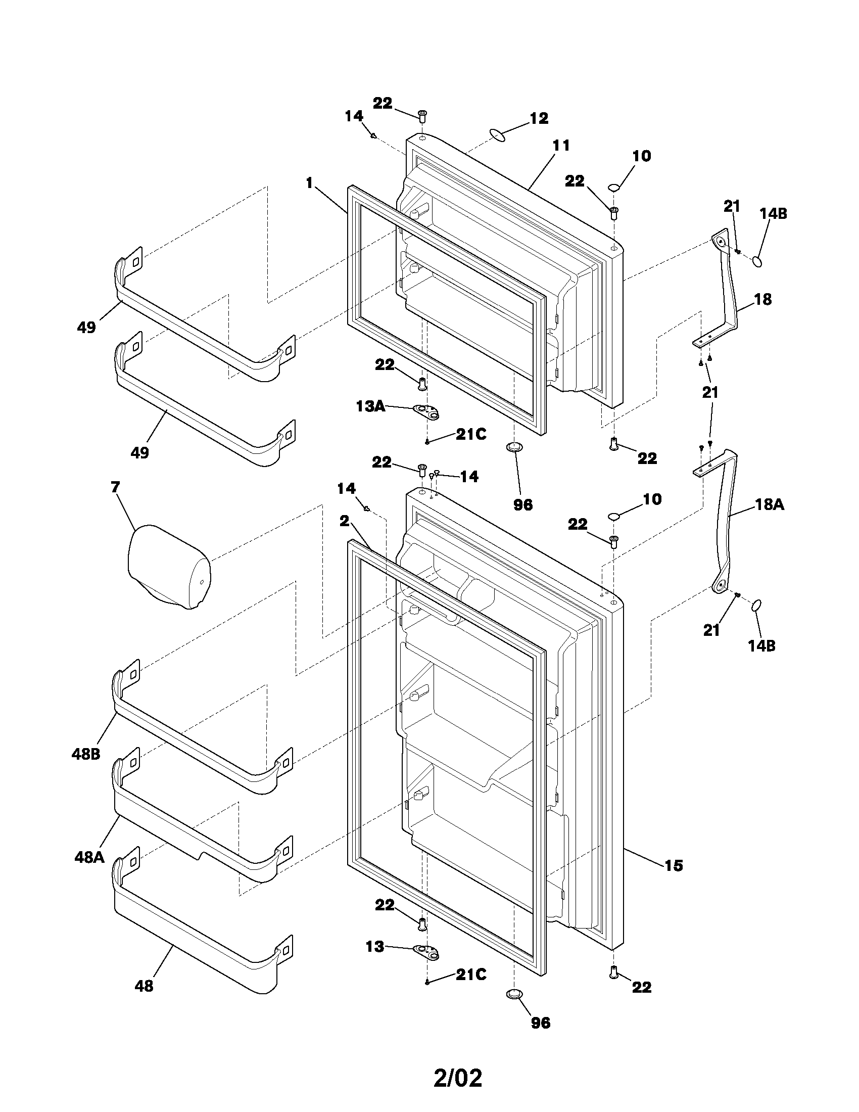 Frigidaire FRT21KR6AQ2 door diagram