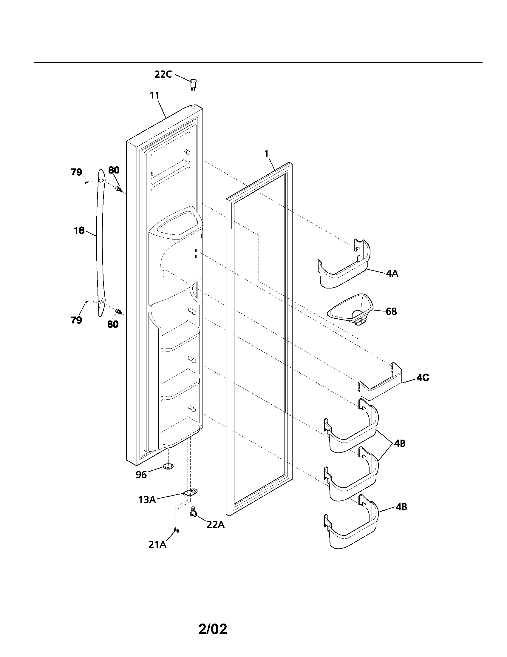 Frigidaire PLHS237ZAB2 freezer door diagram