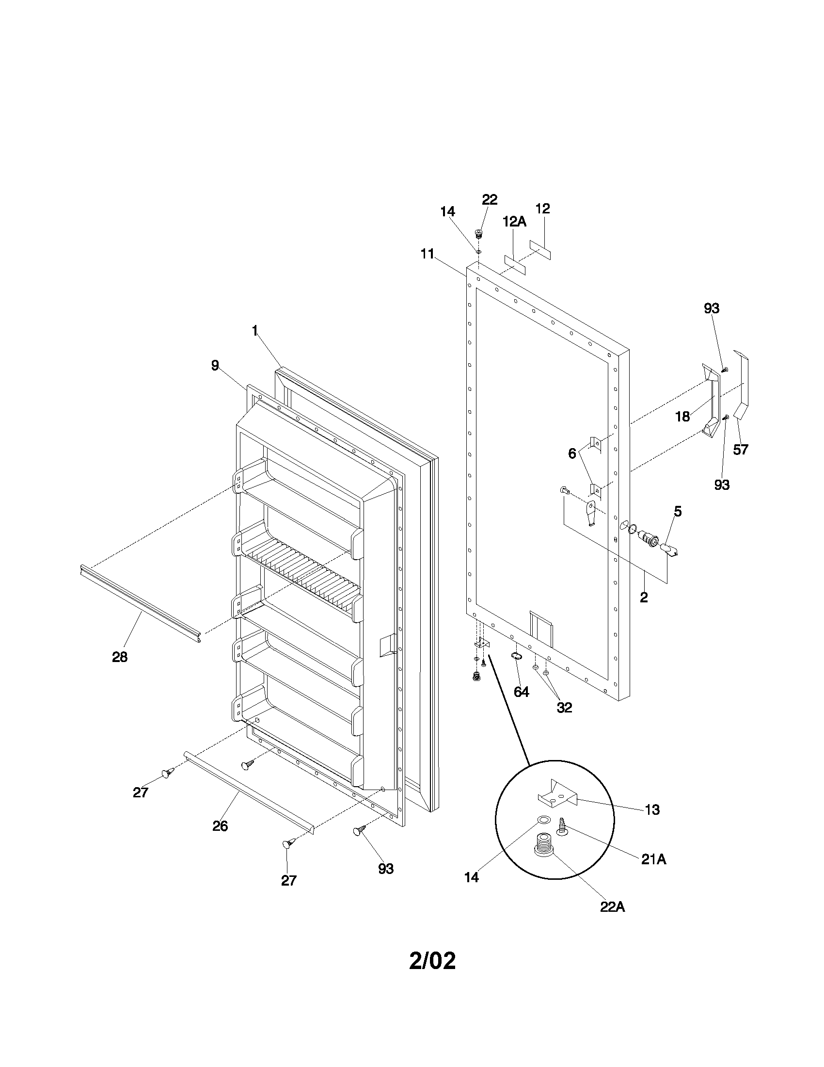 Frigidaire FFU21C5AW1 door diagram