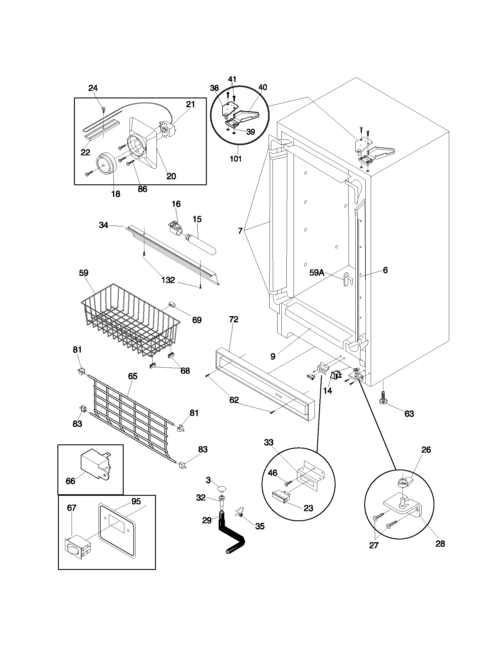 Frigidaire FFU21C5AW1 cabinet diagram