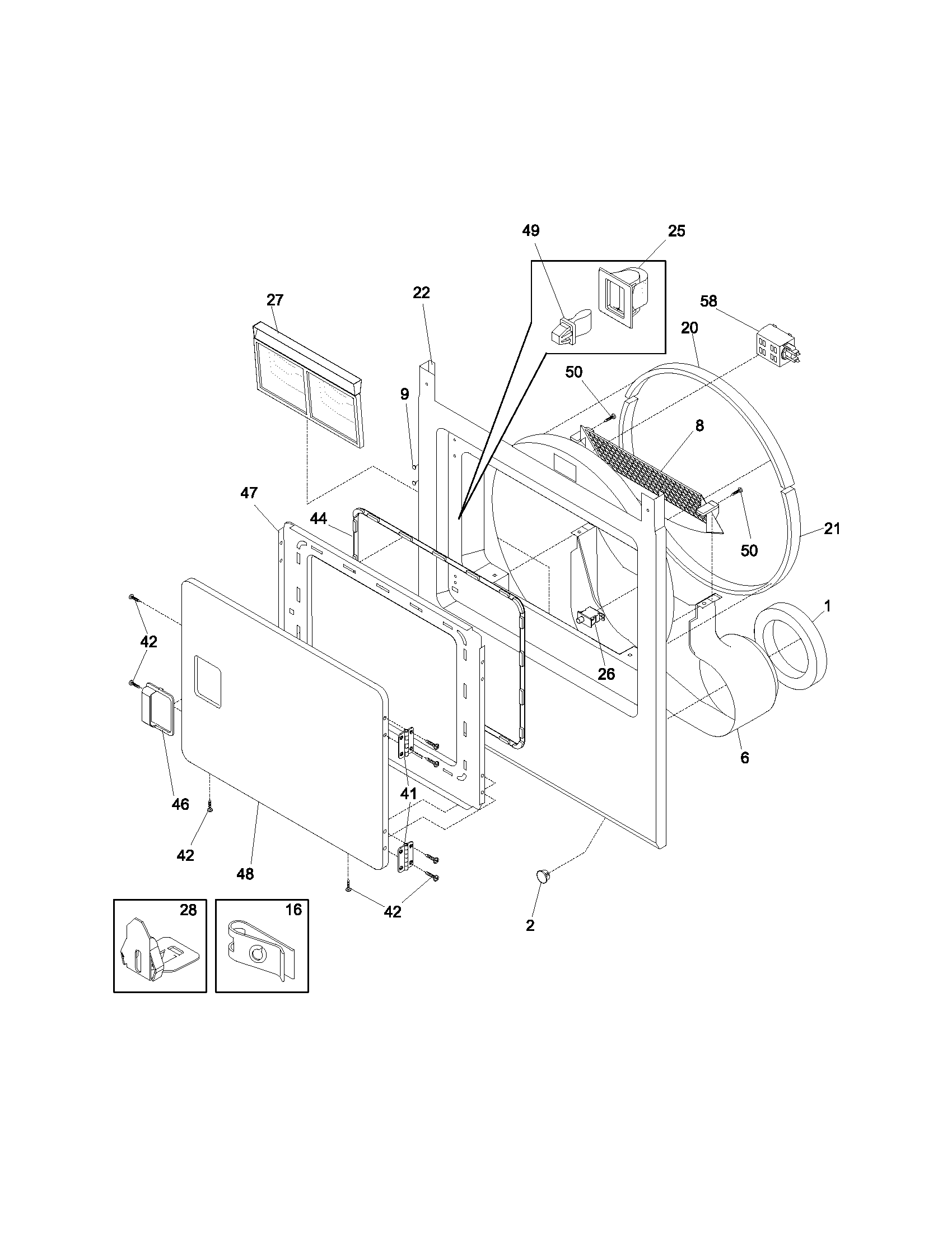 Frigidaire GLEQ642AS0 frnt pnl,door diagram