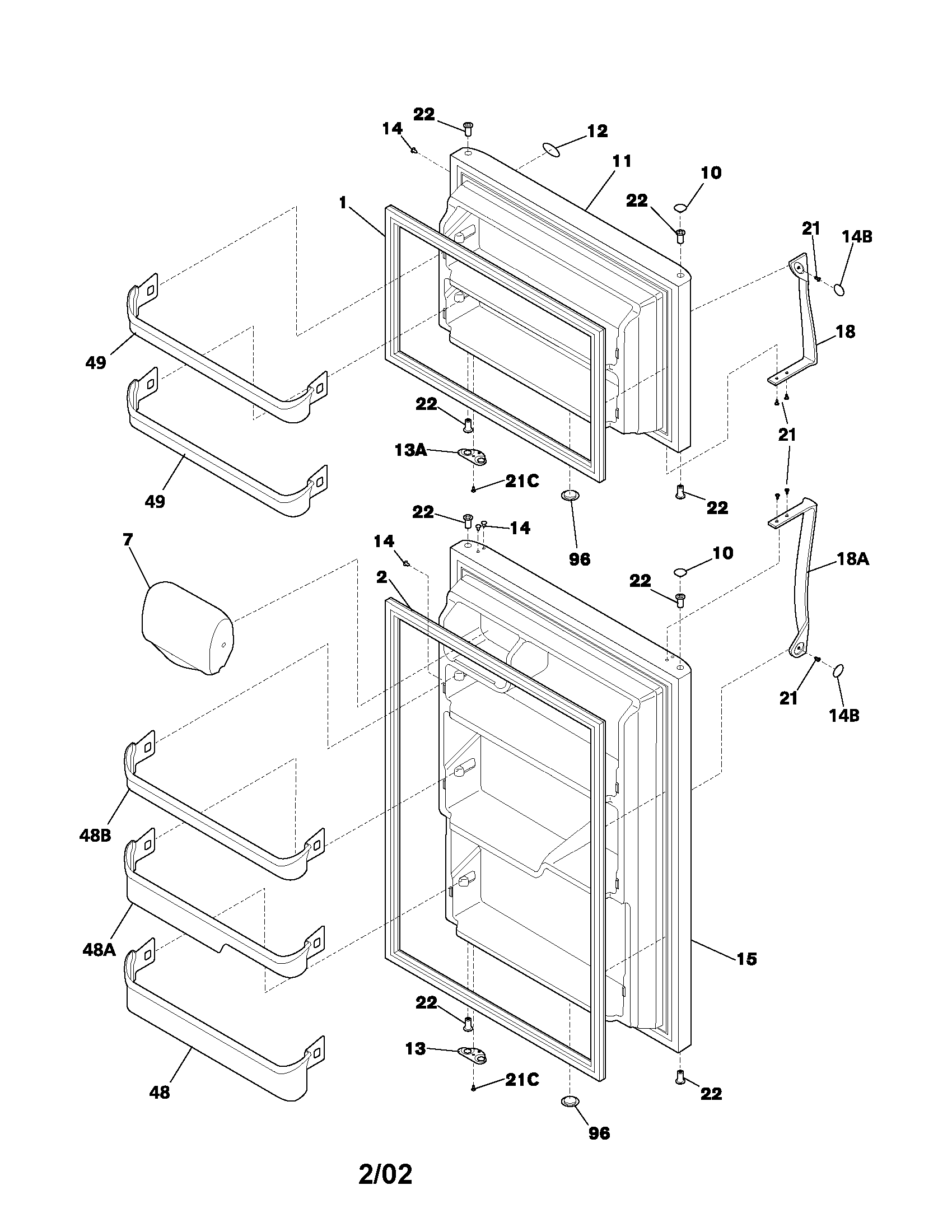 Frigidaire FRT21FR6AQ3 door diagram