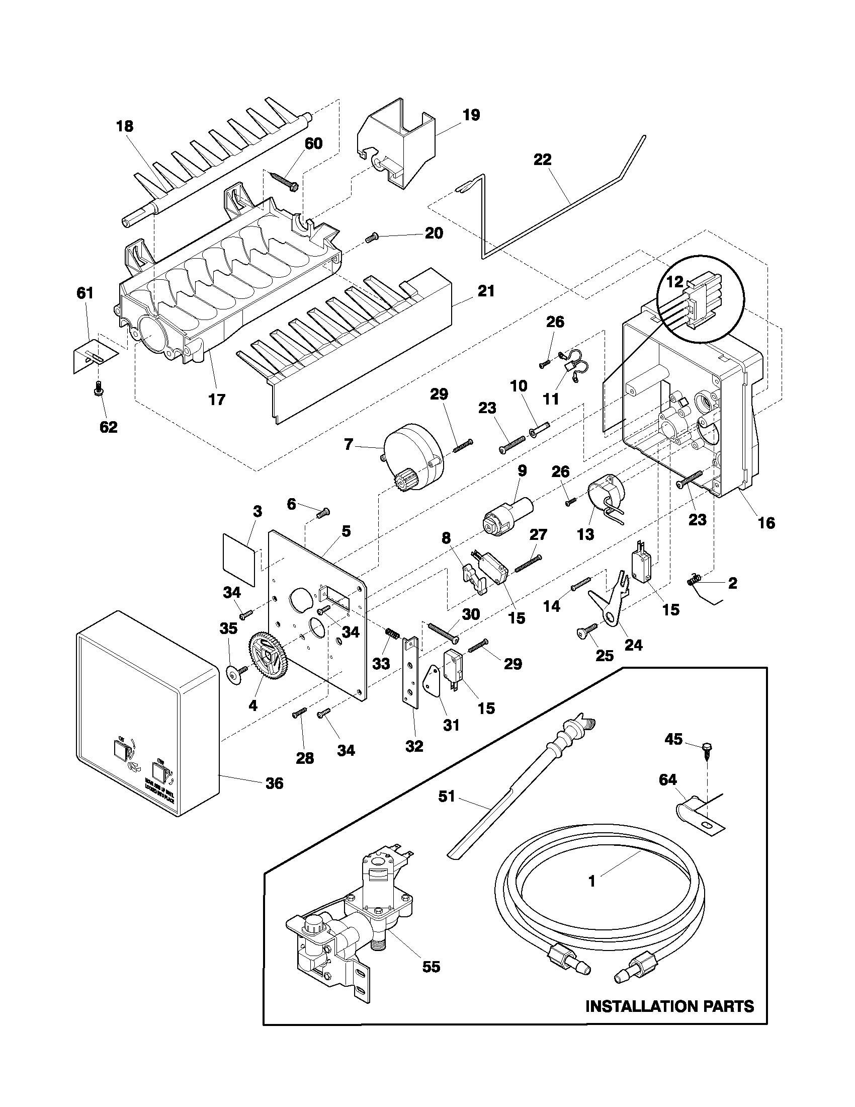 Frigidaire FRT21FR6AQ3 ice maker diagram