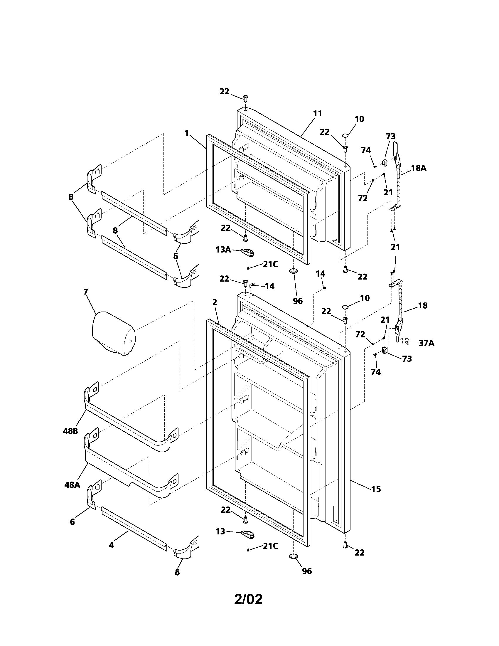 Kenmore 25371832104 door diagram