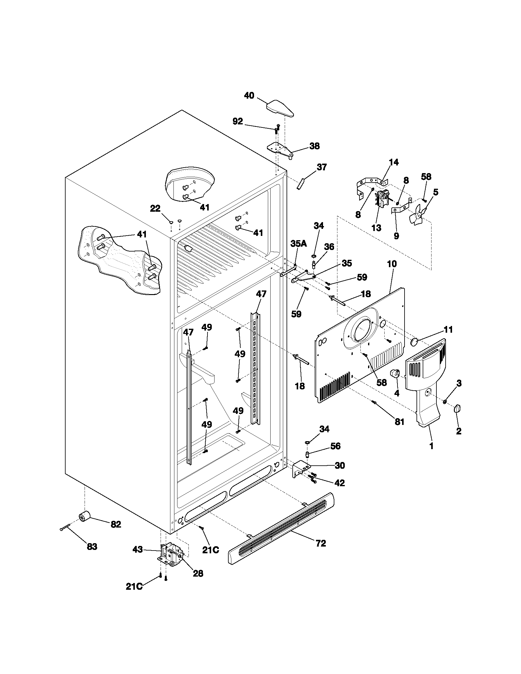 Kenmore 25371832104 cabinet diagram