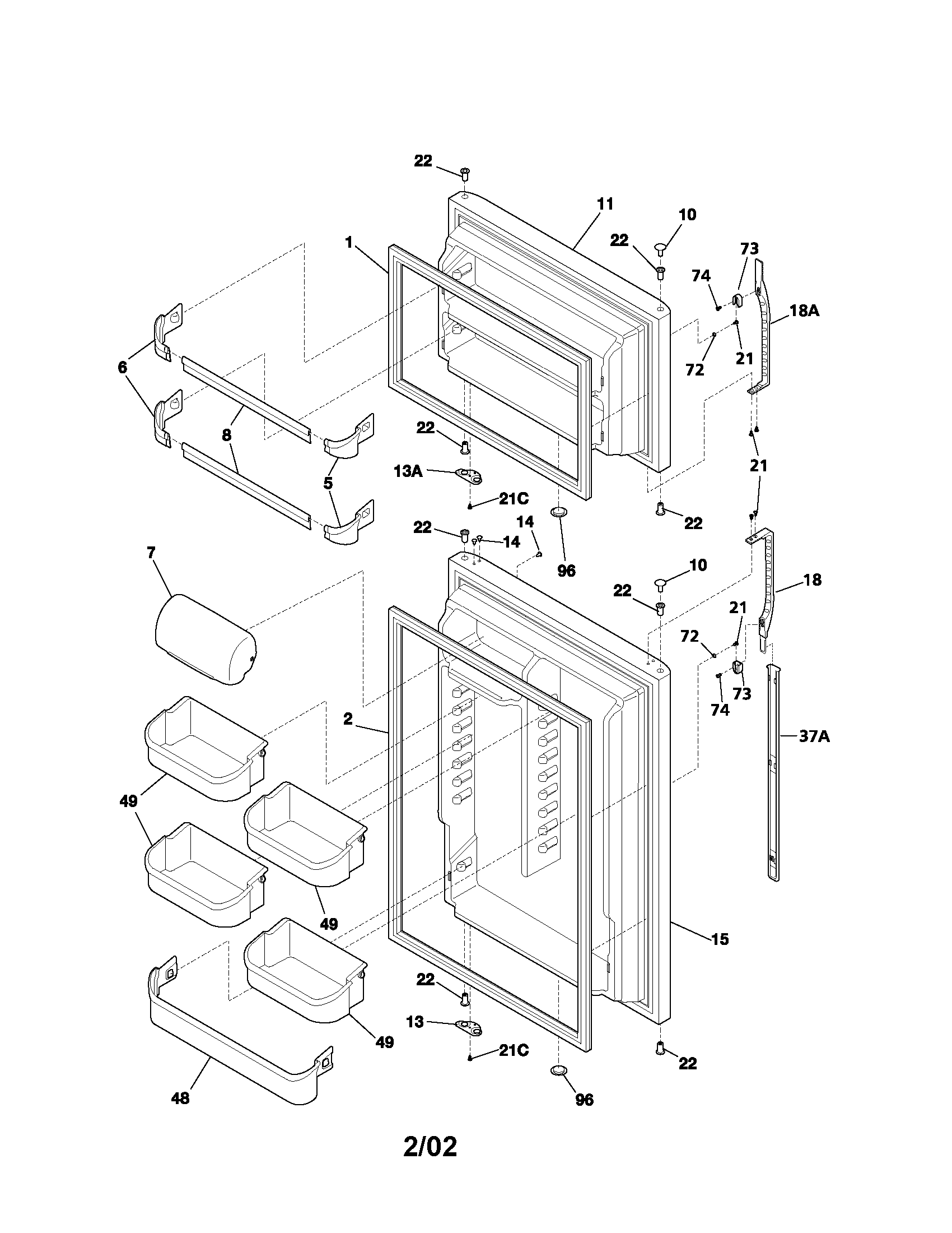 Kenmore 2536188410A door diagram