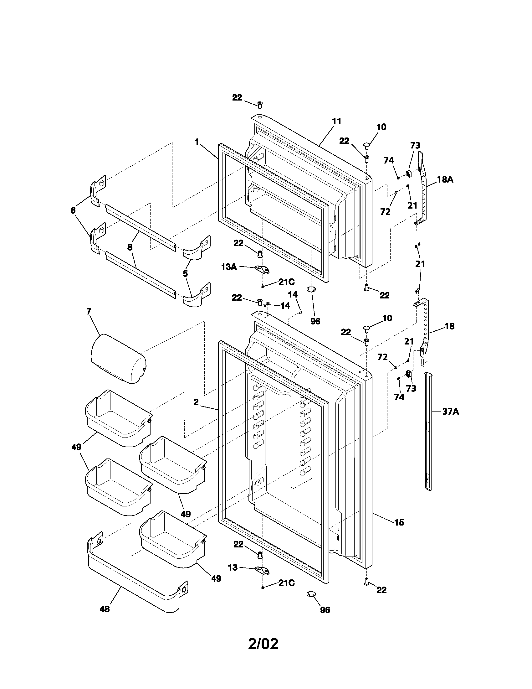 Kenmore 2537188410A door diagram