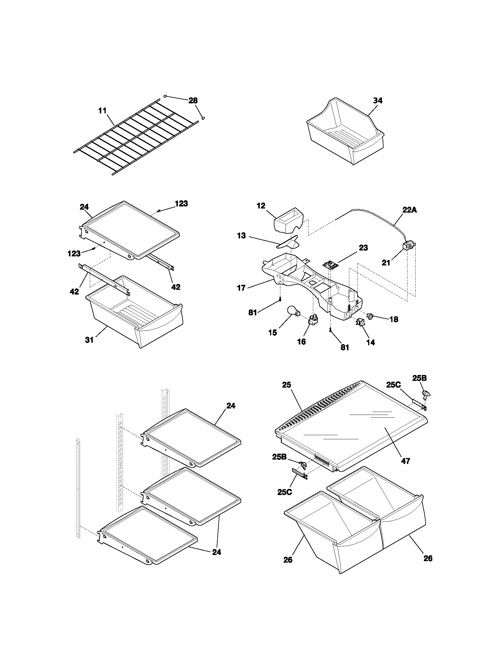 Kenmore 25372242200 shelves diagram