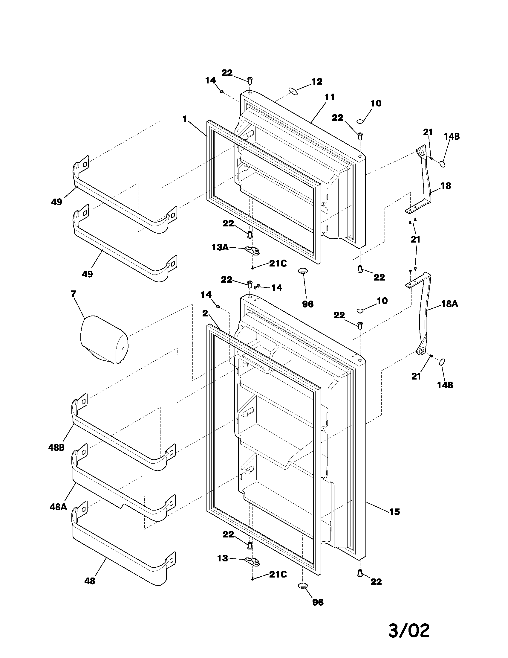 Frigidaire GLHT184RAW2 door diagram