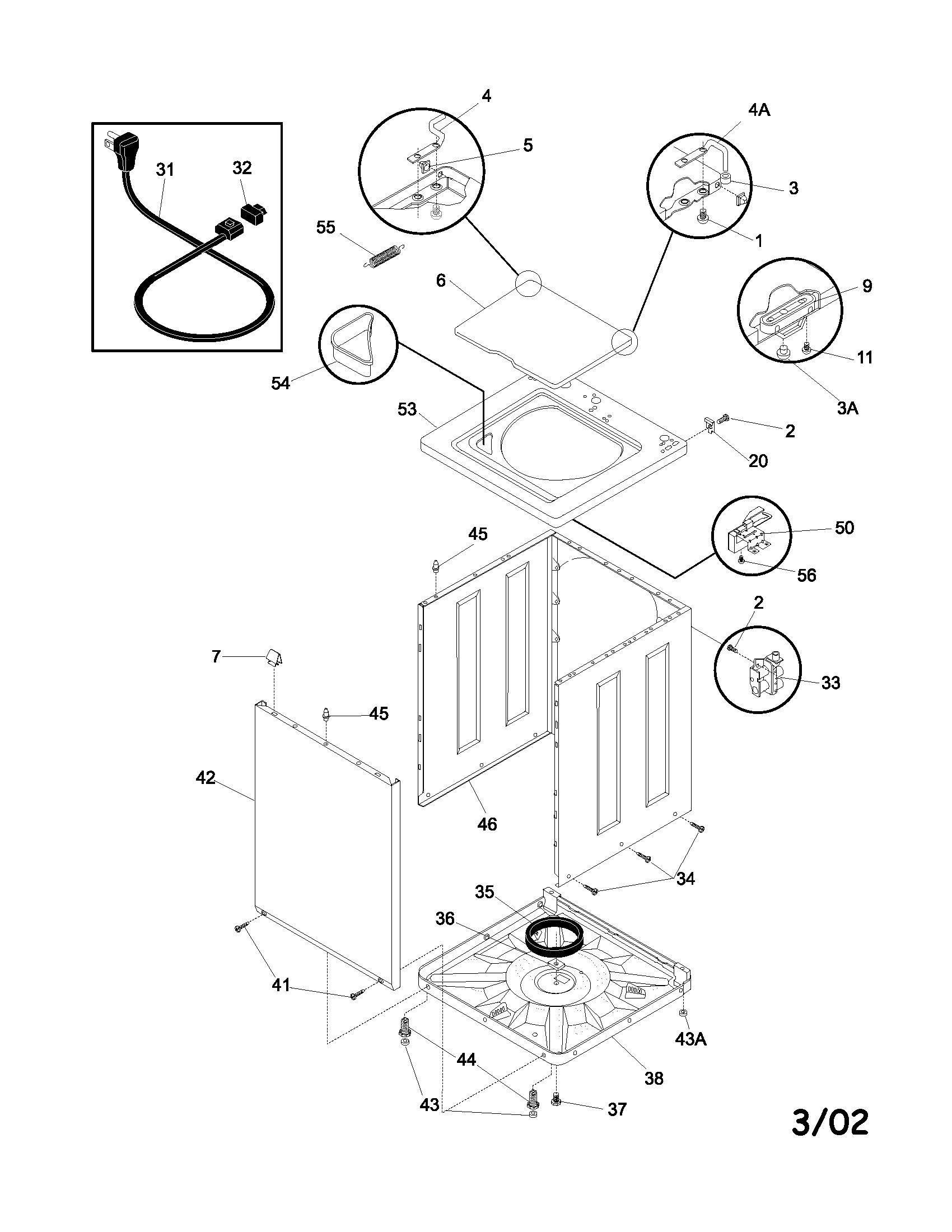Frigidaire FWS1233AS0 wshr cab,top diagram