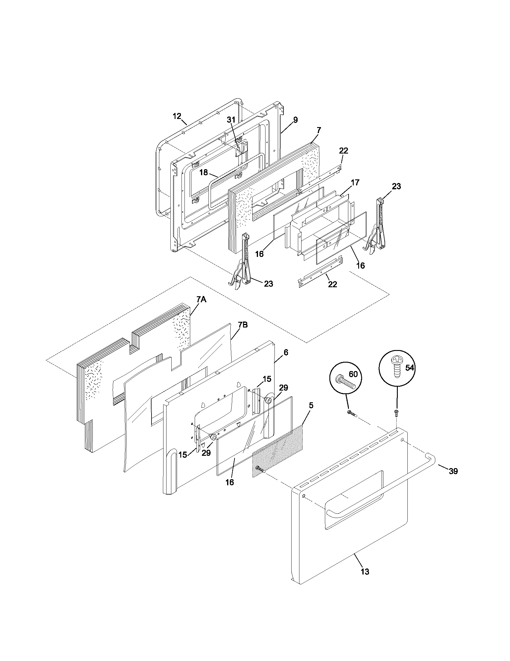 Frigidaire PLEF489ACB door diagram