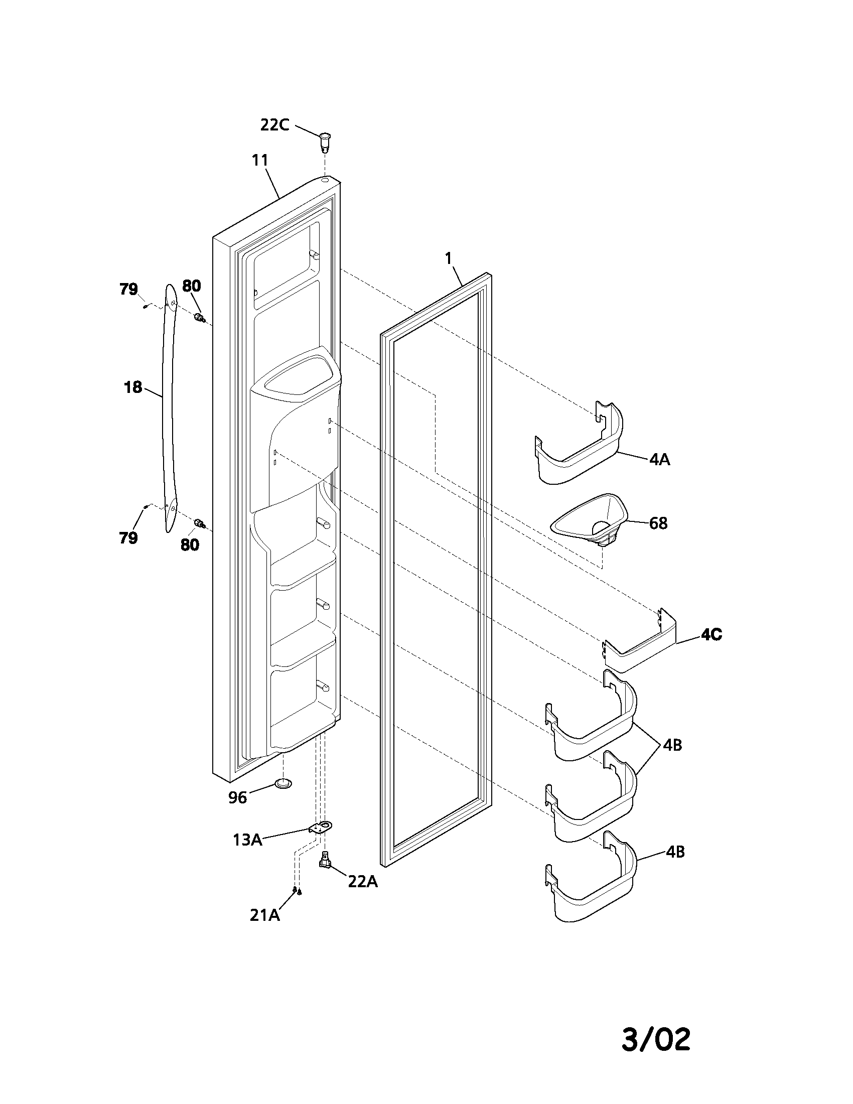 Frigidaire PLRS267ZAB3 freezer door diagram