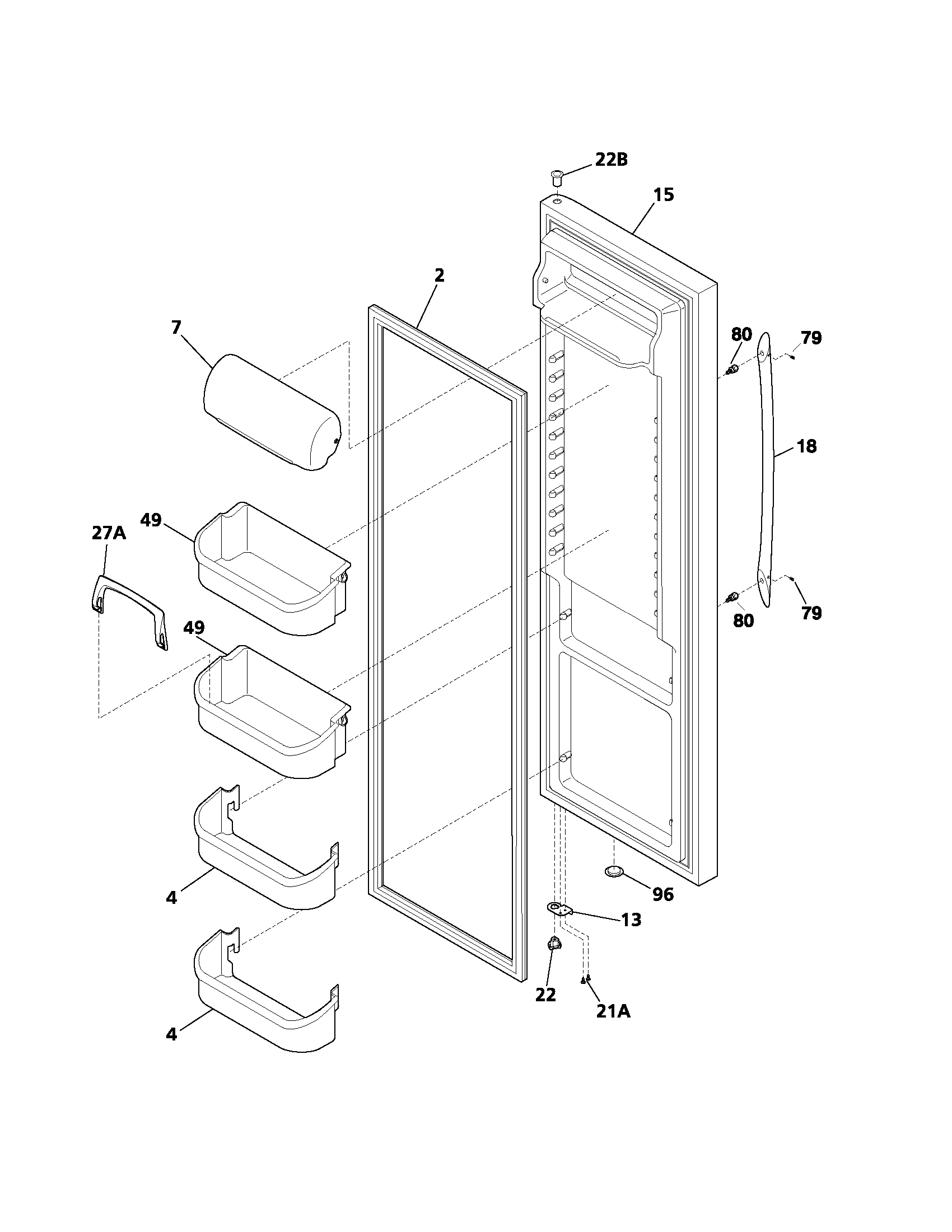 Frigidaire PLRS267ZAB3 refrigerator door diagram