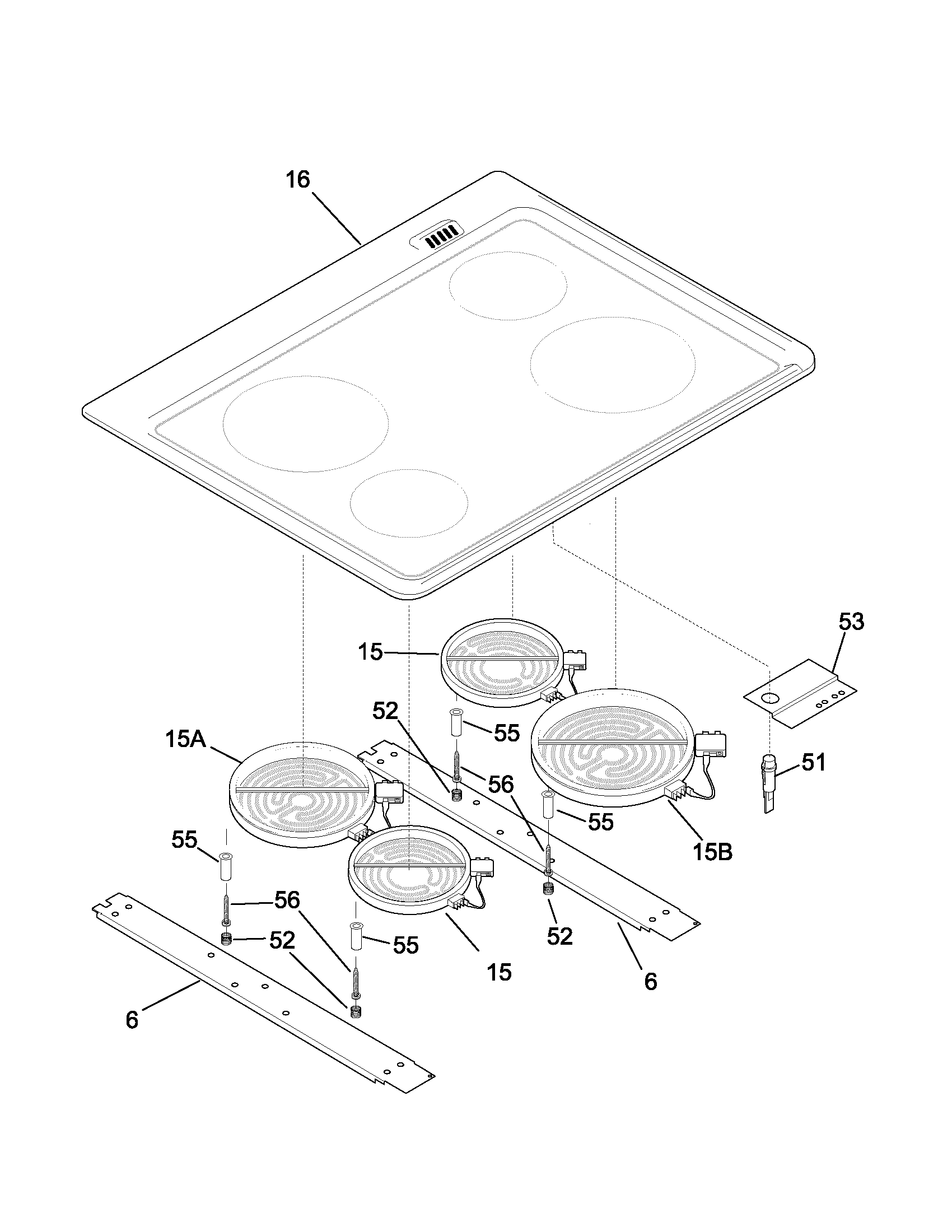 Frigidaire FED367ABC cooktop diagram