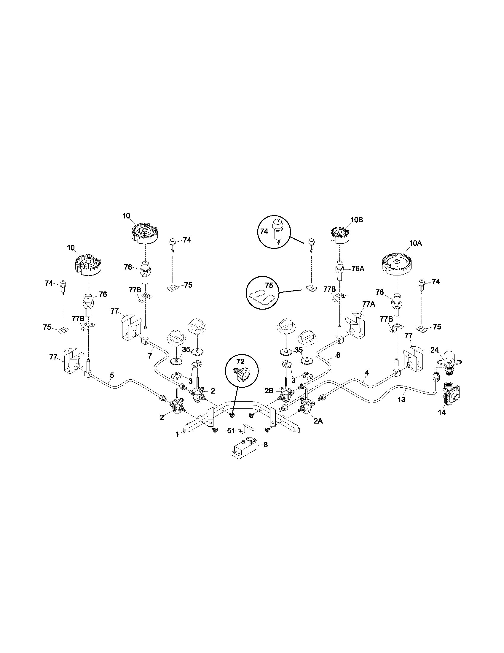 Frigidaire FGC36S6ABB burner diagram